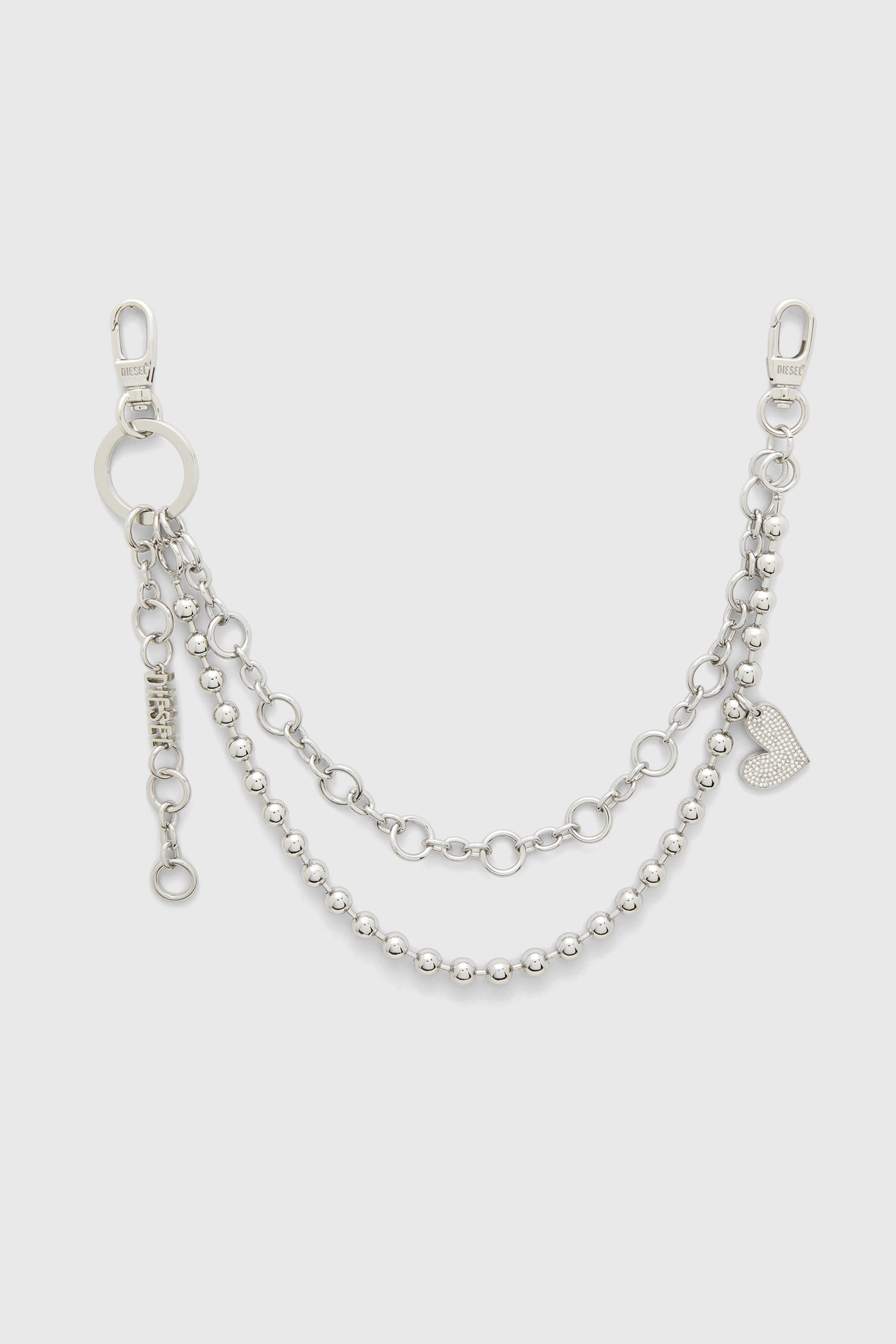 Diesel - CHAIN-D M, Collier &agrave; cha&icirc;nes superpos&eacute;es avec pendentif c&oelig;ur et pendentif Diesel Femme in Gris argent&eacute; - 1