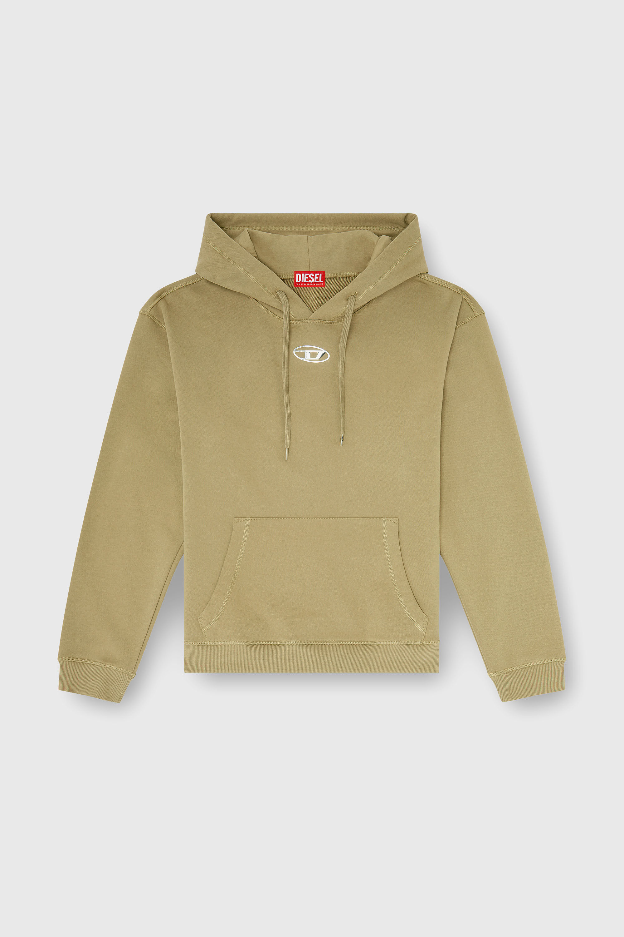 Diesel - S-NORM-HOOD-IOD, Sweat &agrave; capuche en coton avec Oval D m&eacute;tallique Homme in Vert - 2