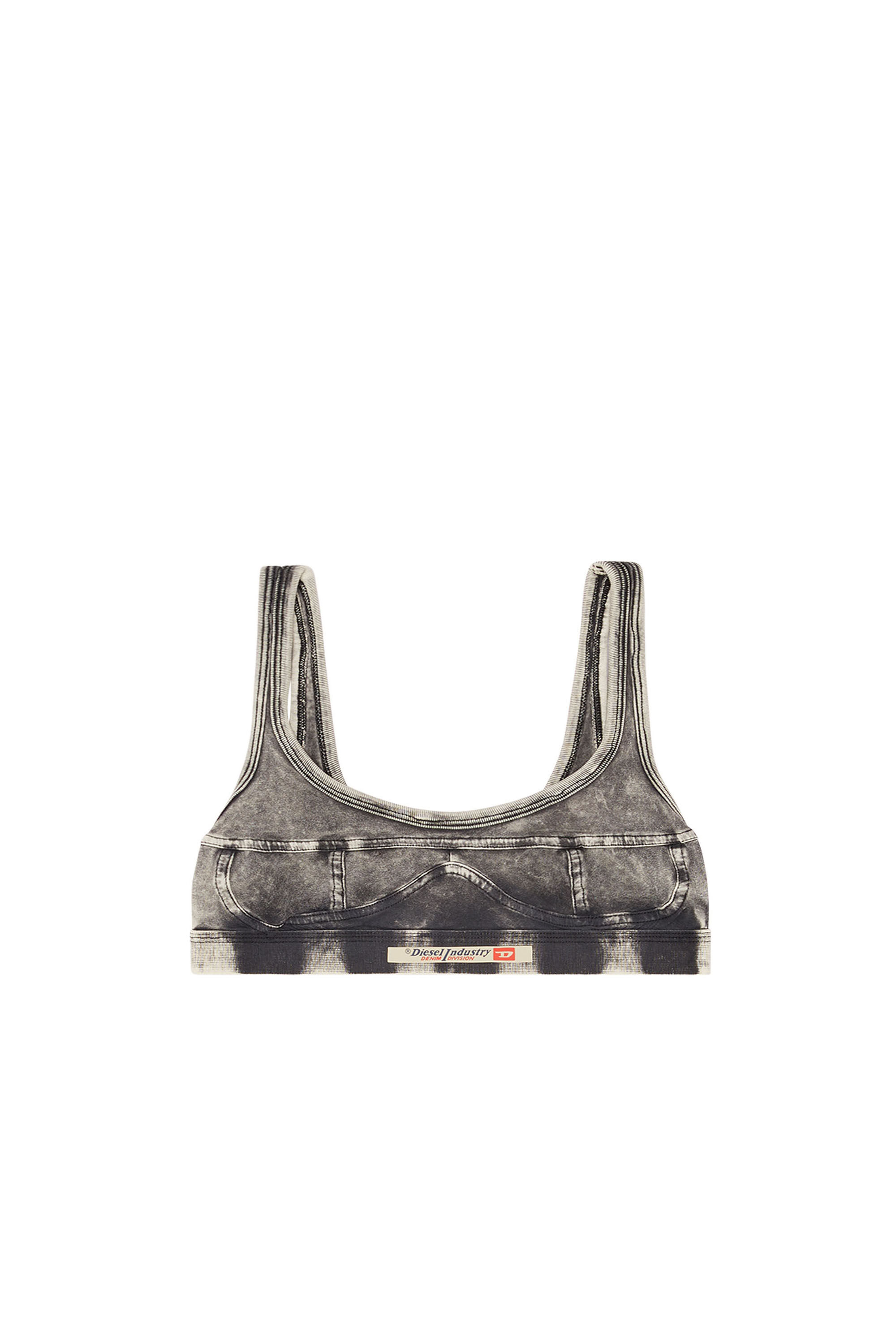 Diesel - UFSB-DENIM-BRALETTE, Brassière en jersey effet denim Femme in Gris - 2