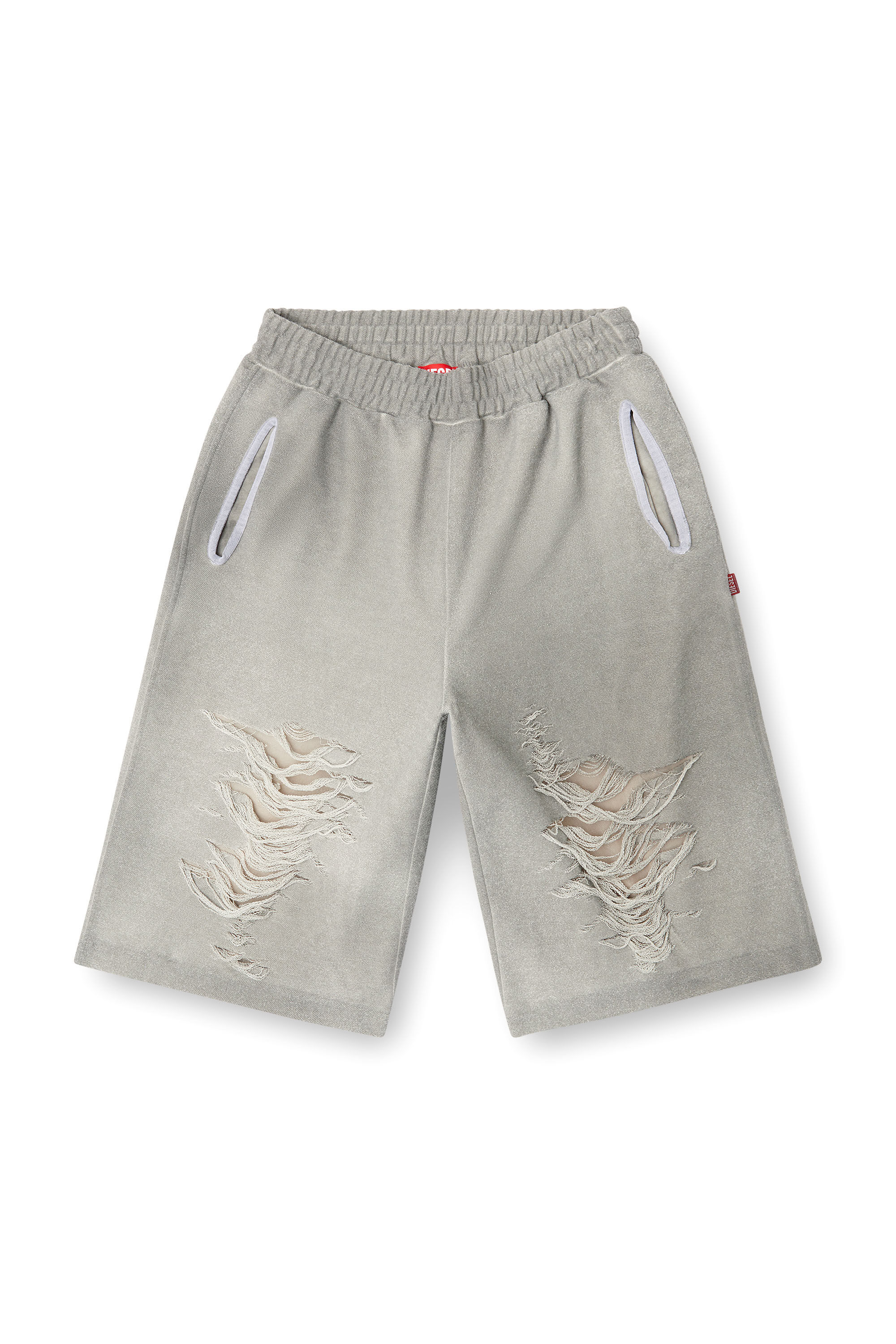 Diesel - P-PERC-SHORT, Short avec genoux effet vieilli Homme in Gris - 2