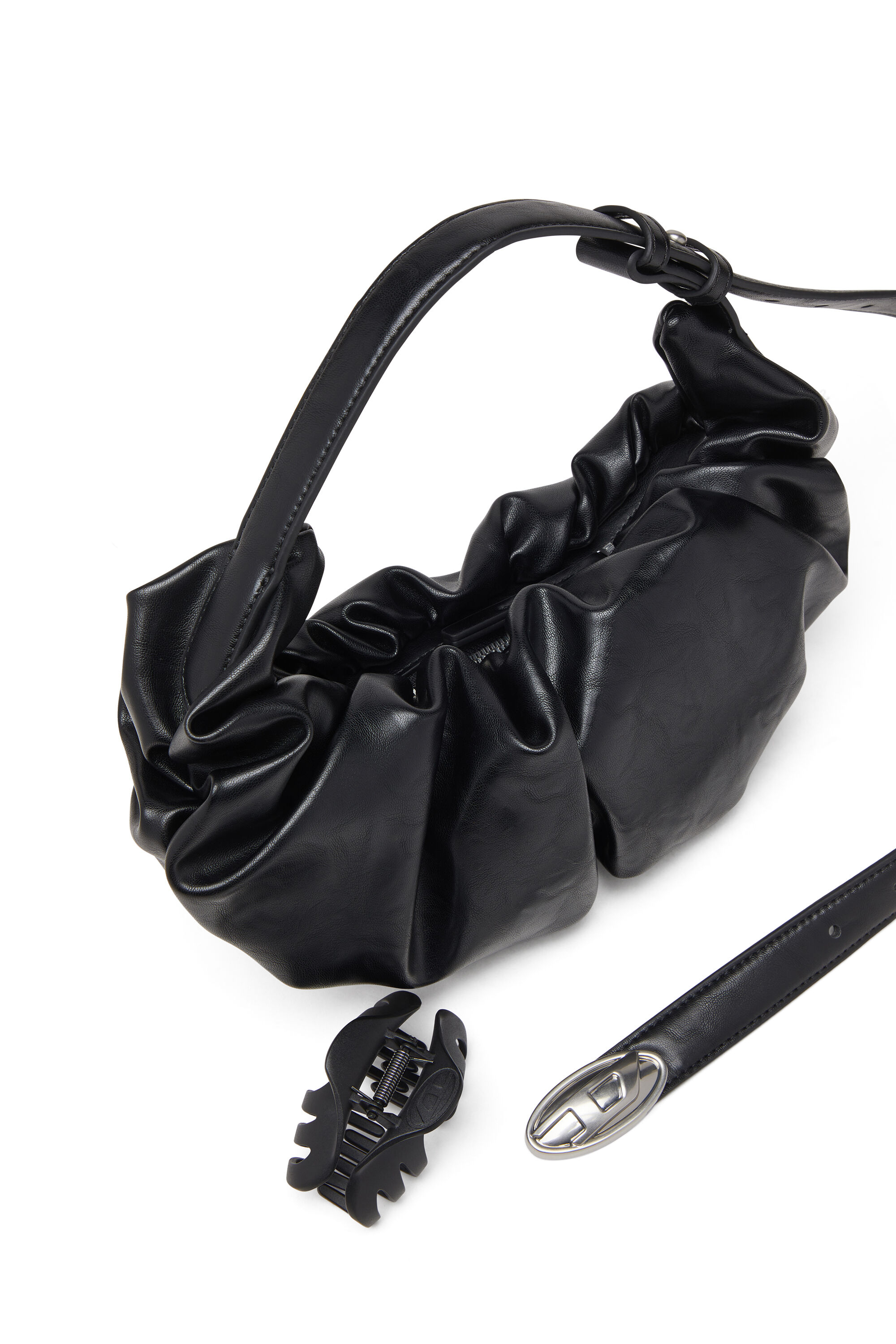 Diesel - GRAB-D HOBO S, Grab-D-Sac hobo noir à bandoulière effet ceinture Femme in Noir - 5