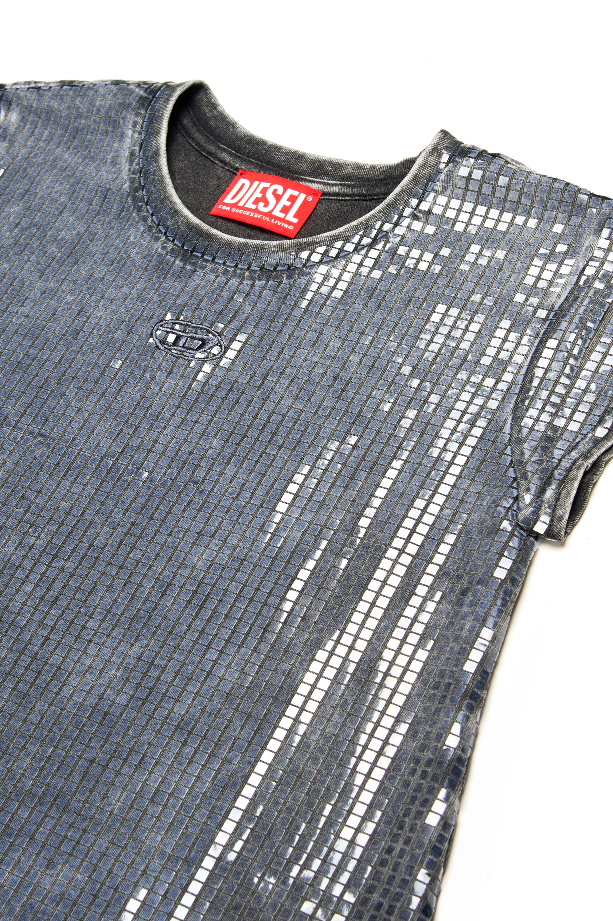 Diesel - DFEIL, Robe t-shirt avec effet pailleté Femme in Noir - 3