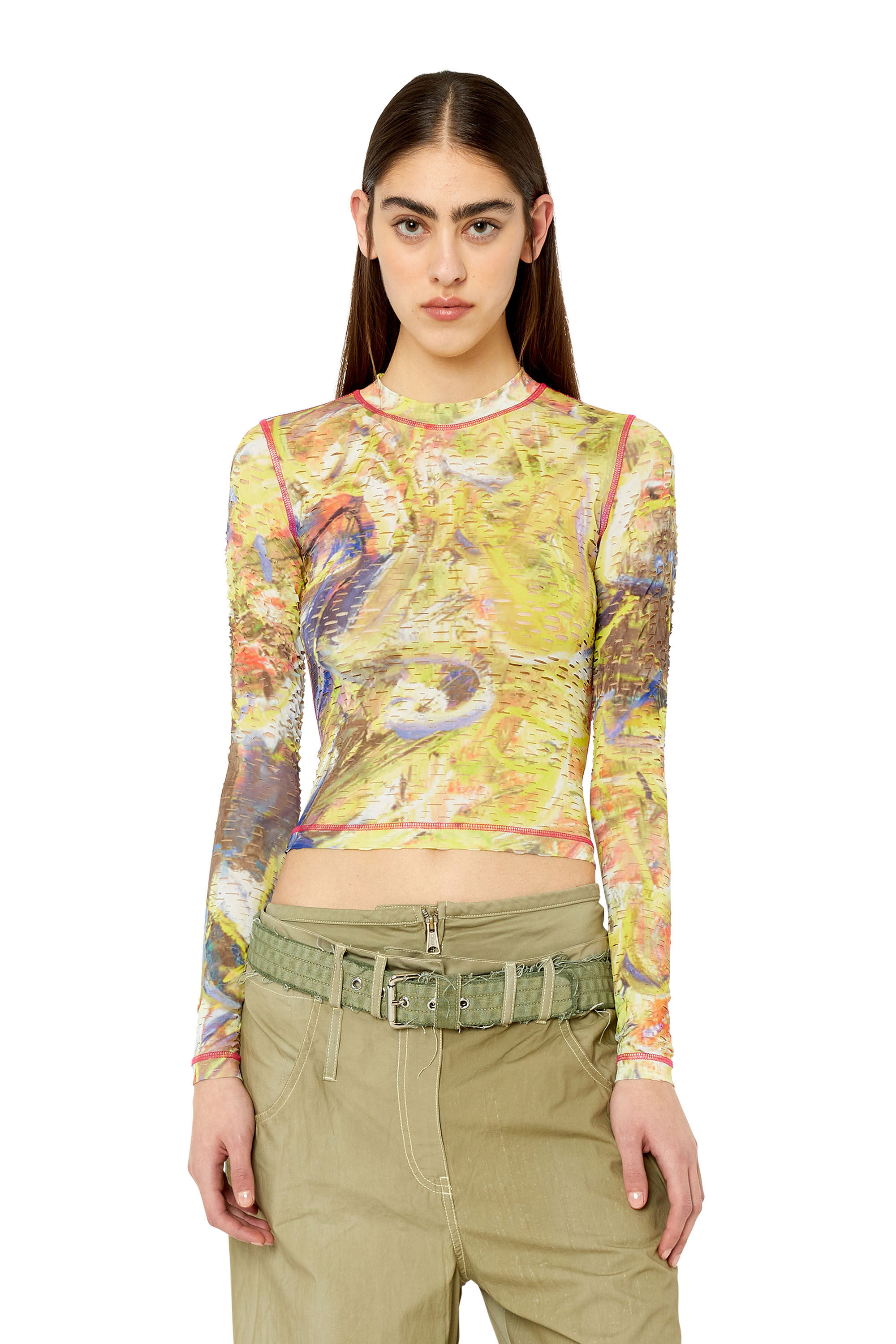 T-CLADDY Woman: Laser-cut top with abstract print | Diesel