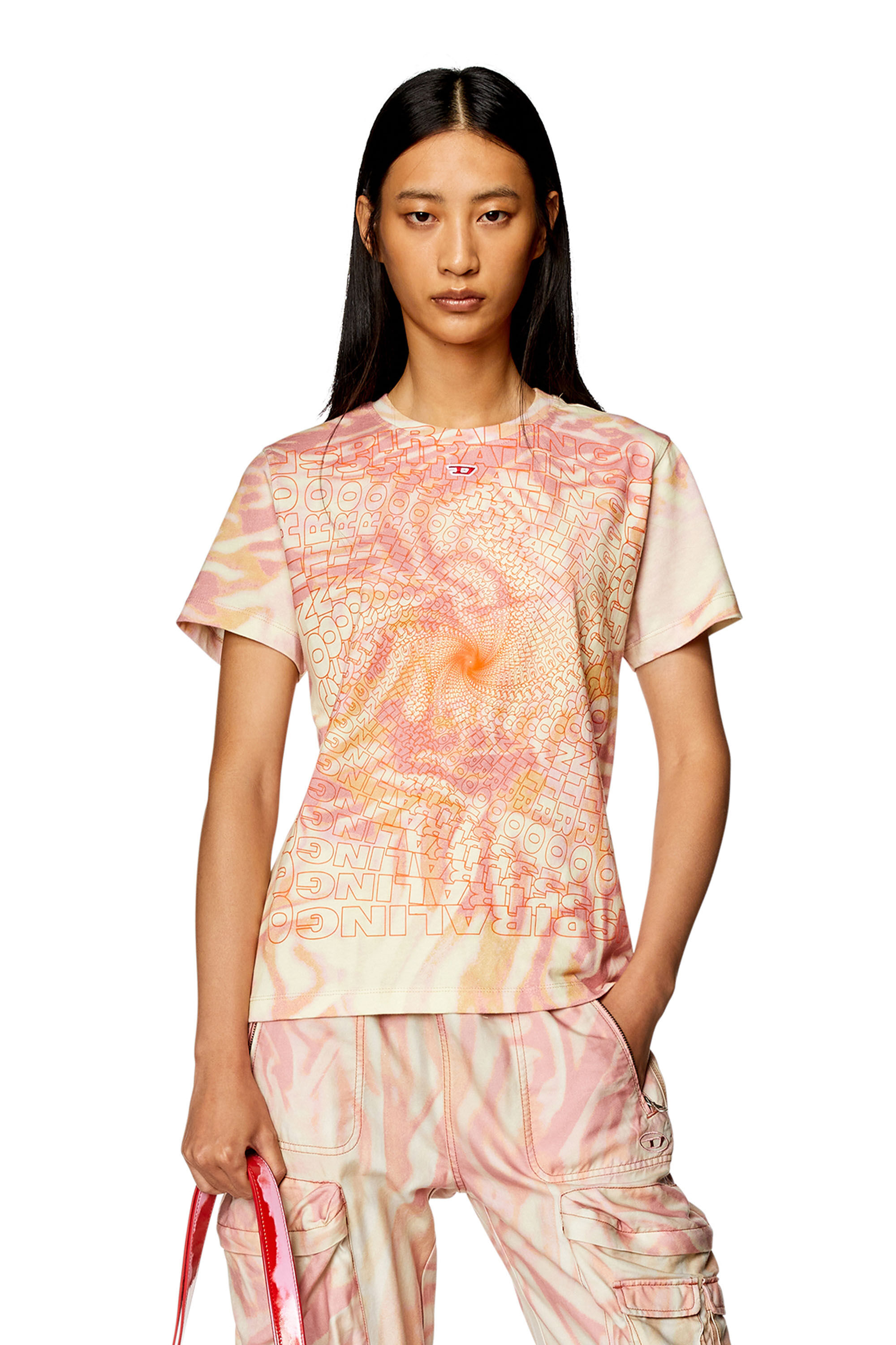 Diesel - T-REGS-N6, T-shirt avec imprimé camouflage zébré Femme in Rose - 3