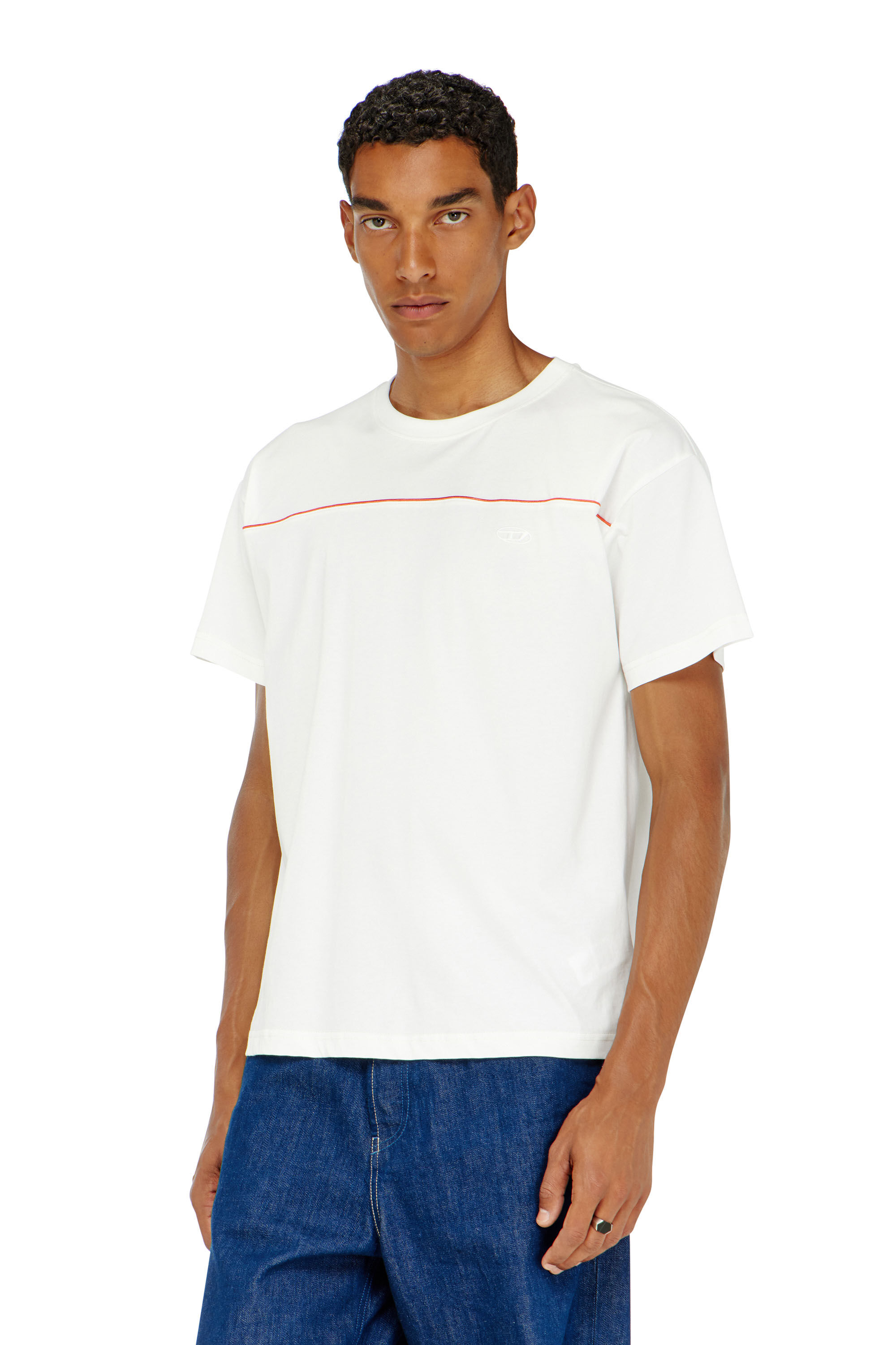 Diesel - T-NORM-PIPING, T-shirt avec passepoil contrastant Homme in Blanc - 3