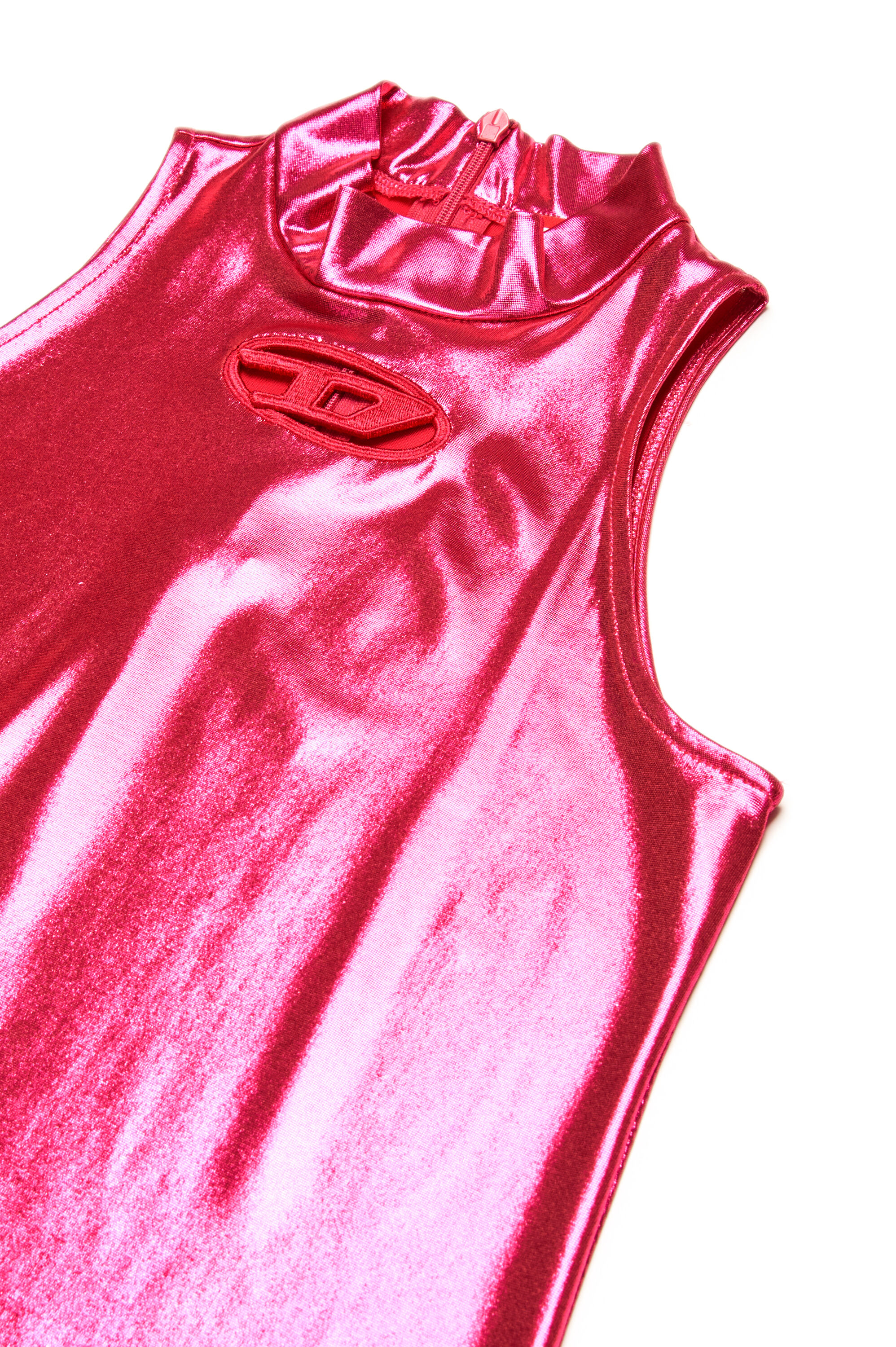 Diesel - DSTROL, Robe métallisée en tissu stretch Femme in Rose - 3