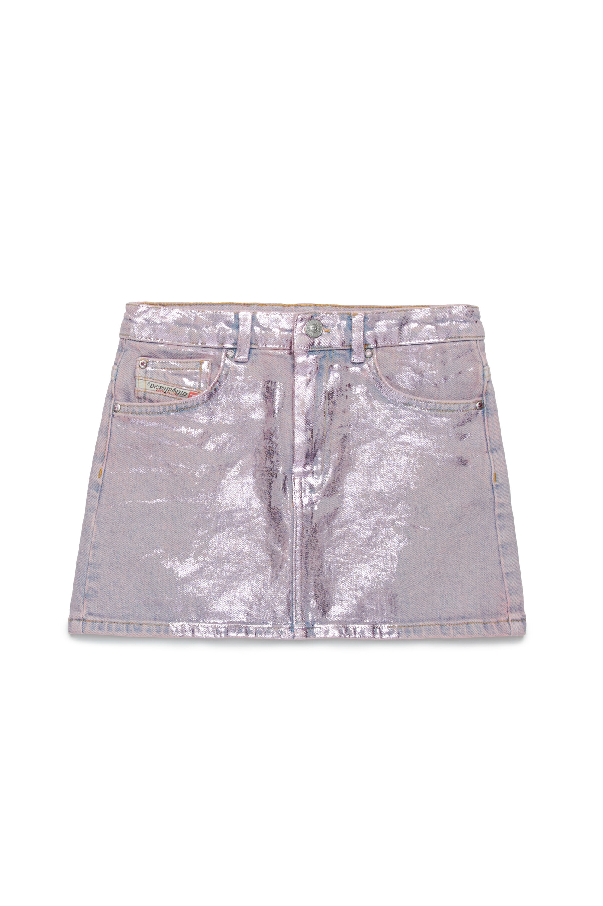 Diesel - GIANNA, Jupe courte en denim métallisé Femme in Violet - 1