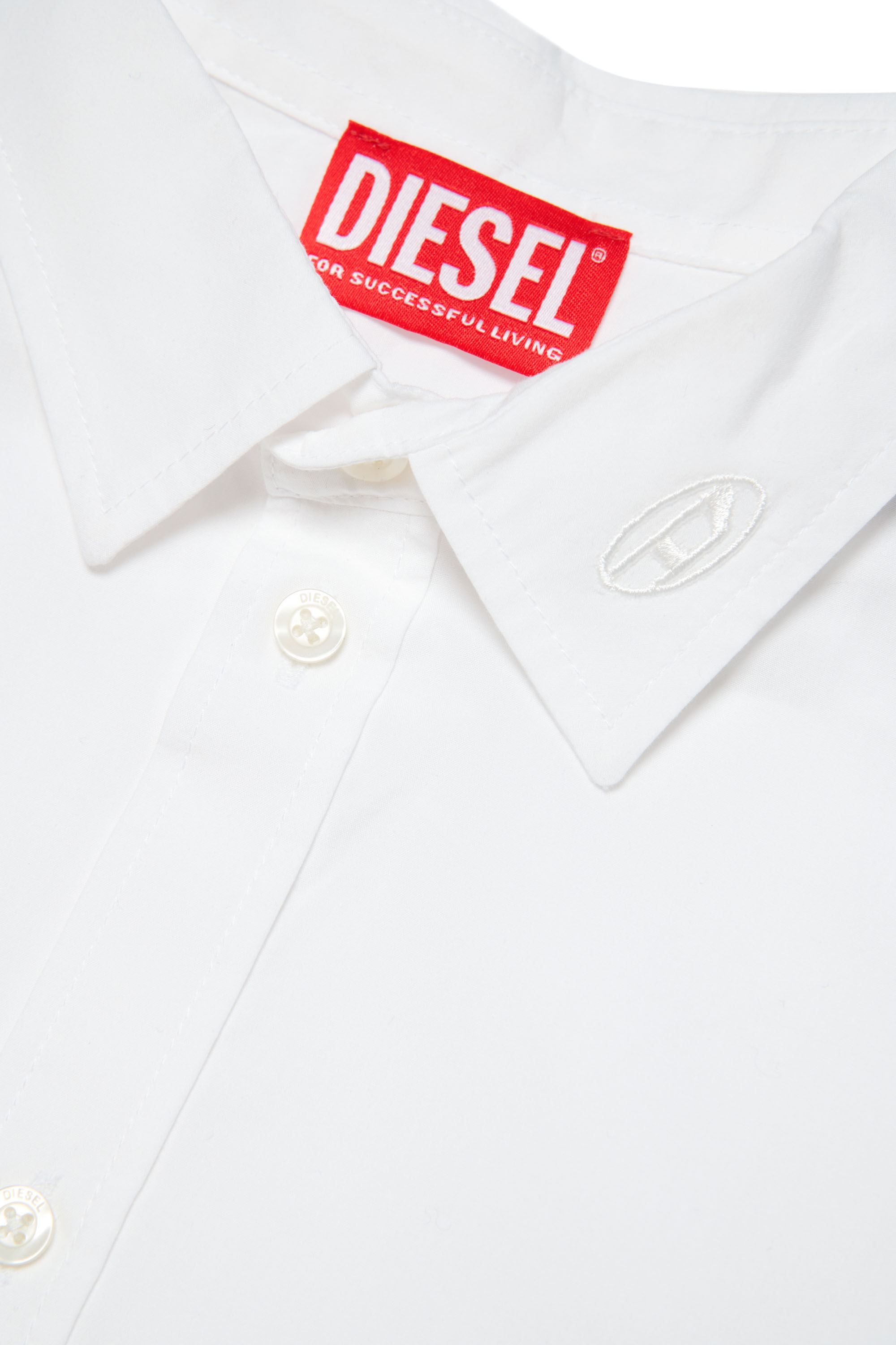 Diesel - CPING, Chemise en popeline de coton avec col à logo Homme in Blanc - 3