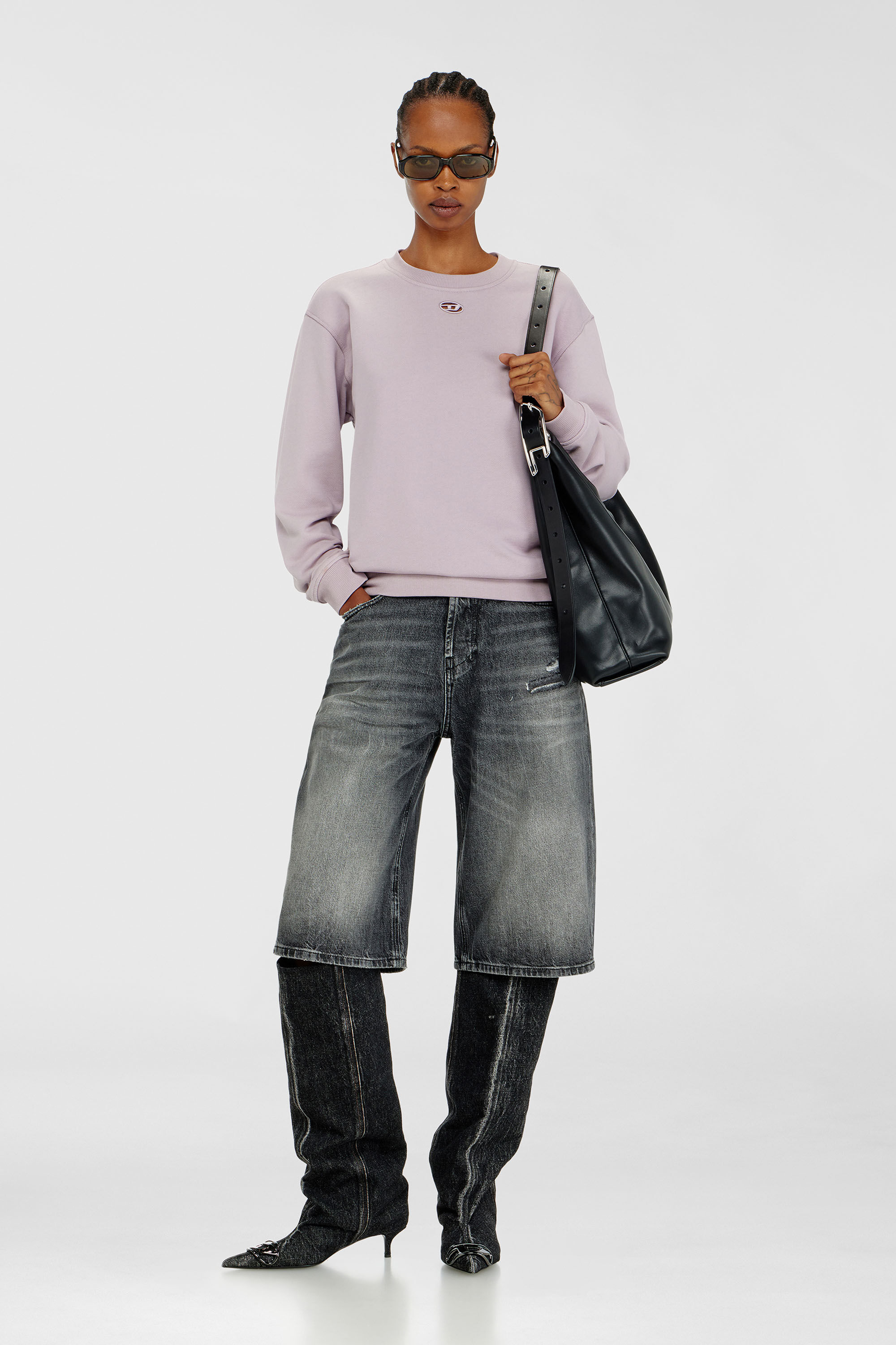 Diesel - F-NORMY-OD, Sweat-shirt en coton avec broderie Oval D Femme in Violet - 1