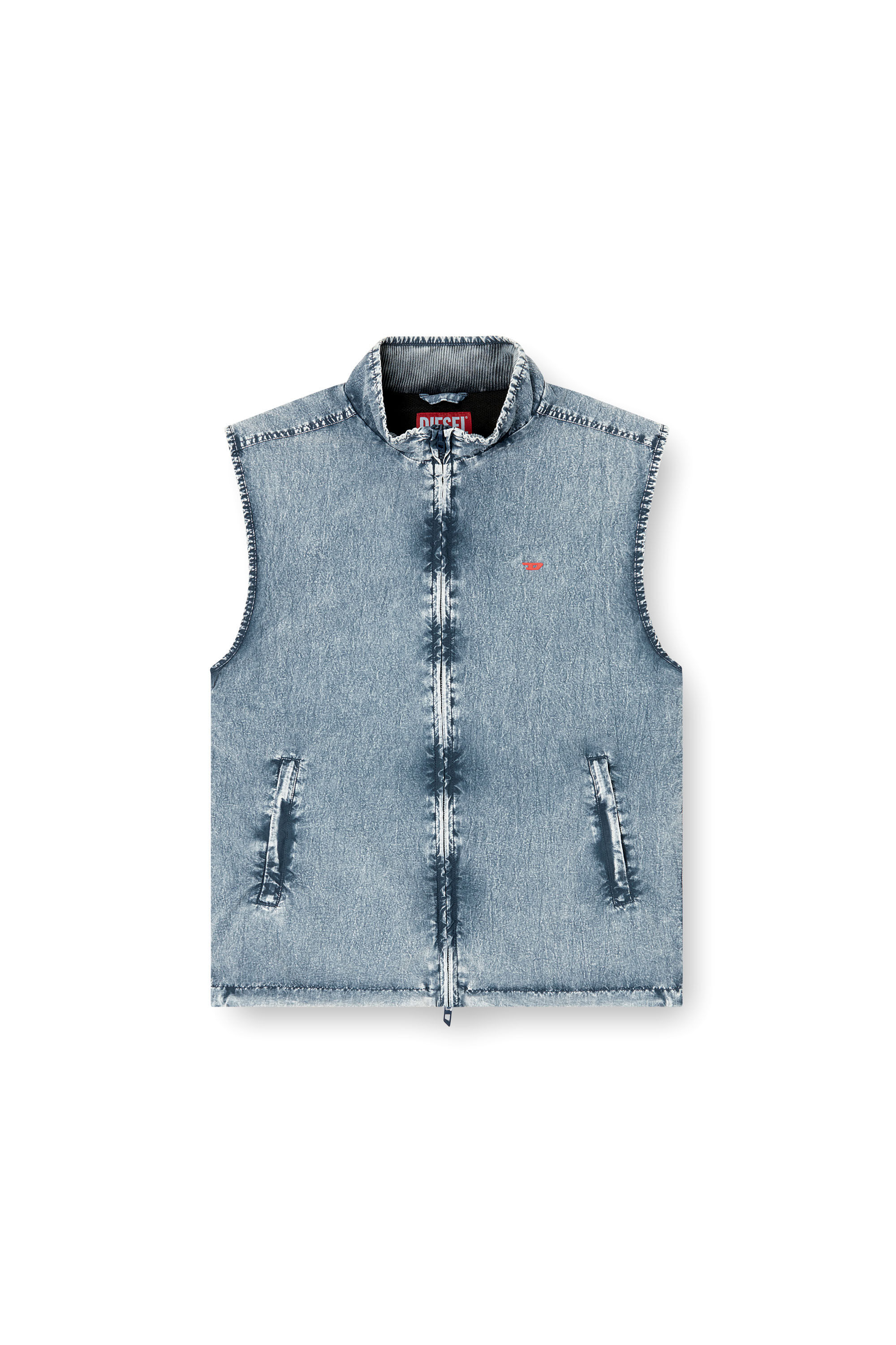 Diesel - J-ERB, Gilet en taslan de nylon recyclé Homme in Bleu - 2