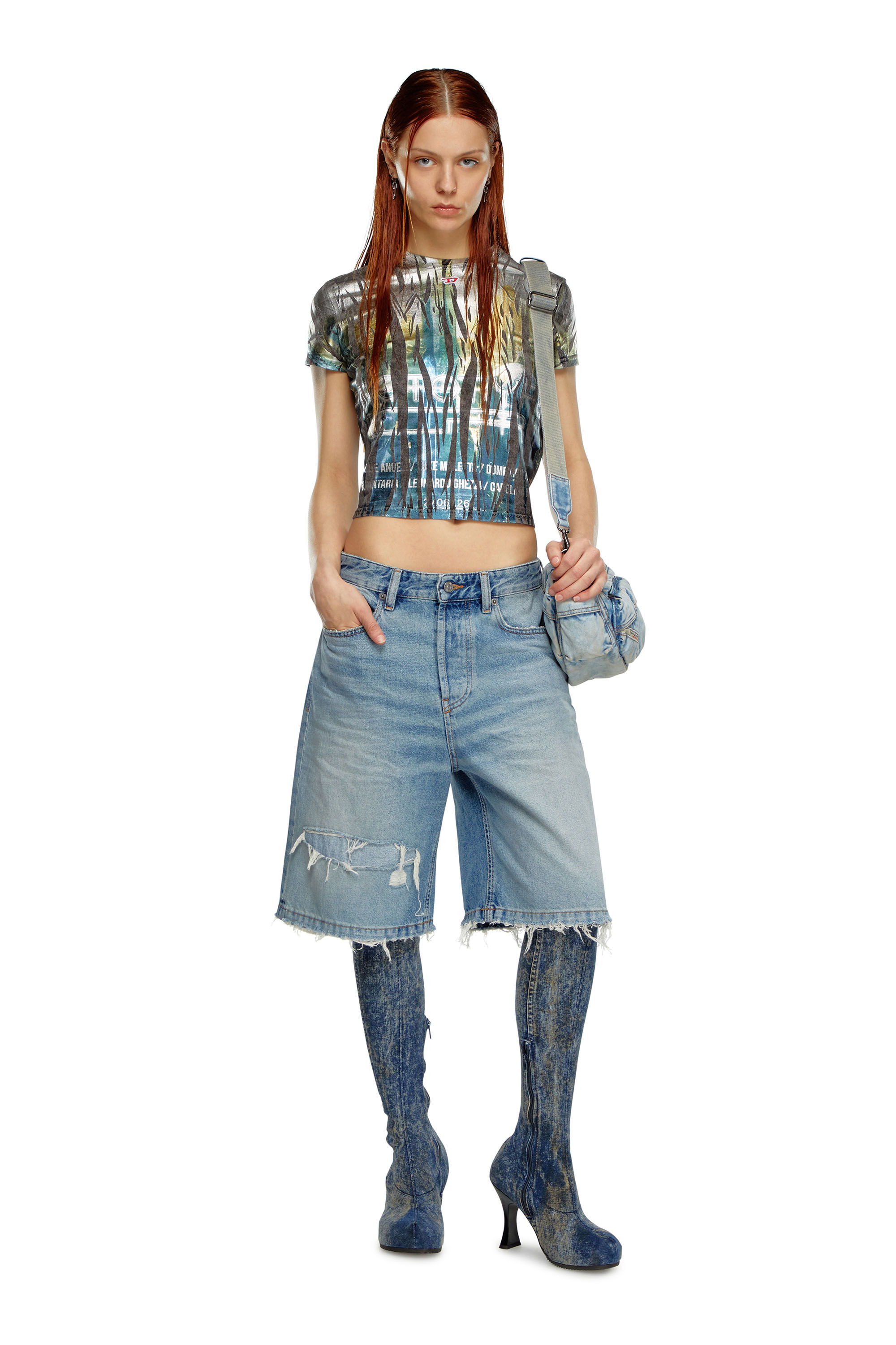 Jean effet déchiré femme top