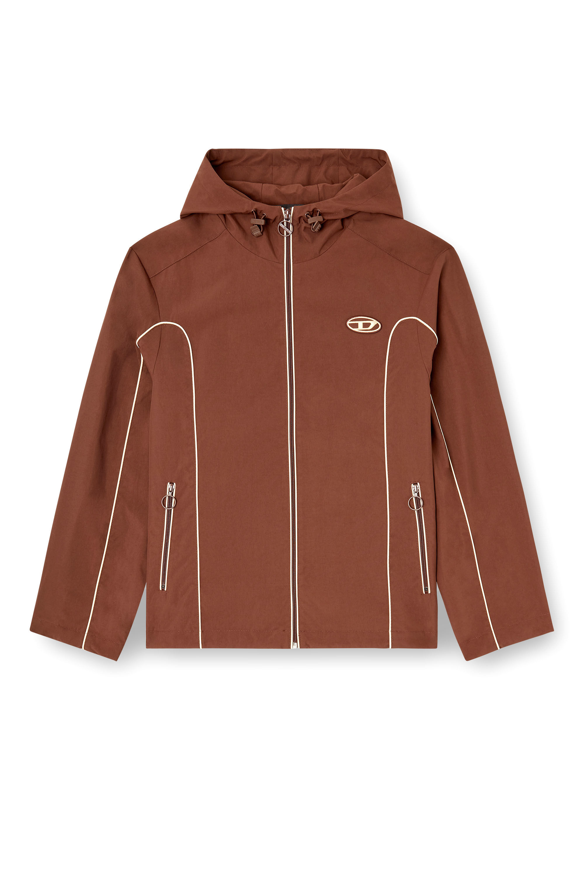 Diesel - J-HIVES, Coupe-vent avec passepoil contrasté Homme in Marron - 2