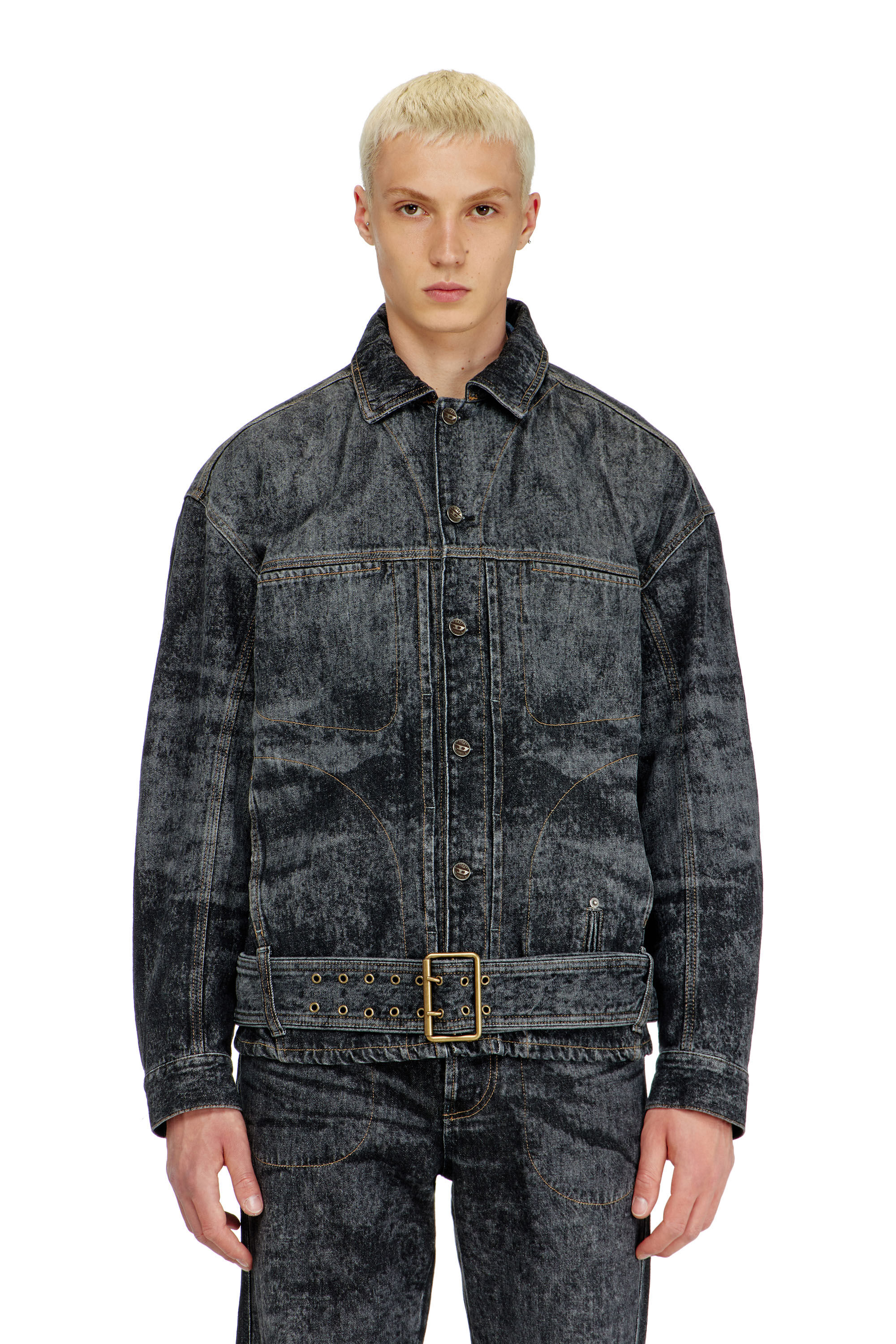 Diesel - D-VALERO-S, Veste en jean inspir&eacute;e des motards Homme in Noir - 3