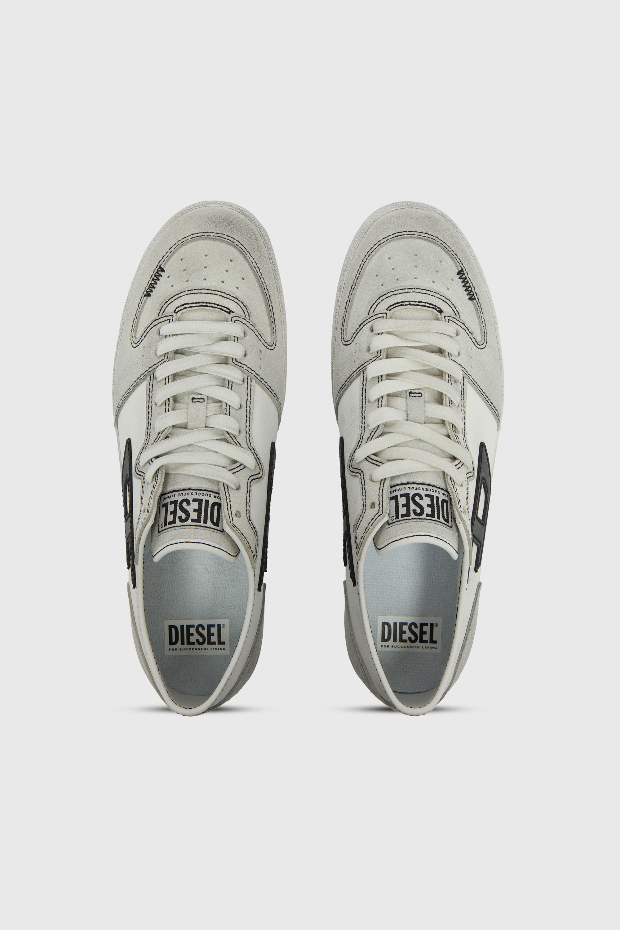 Diesel - S-LEROJI D-2 LOW, Man's S-Leroji-Panelled sneakers with D logo in White - 4