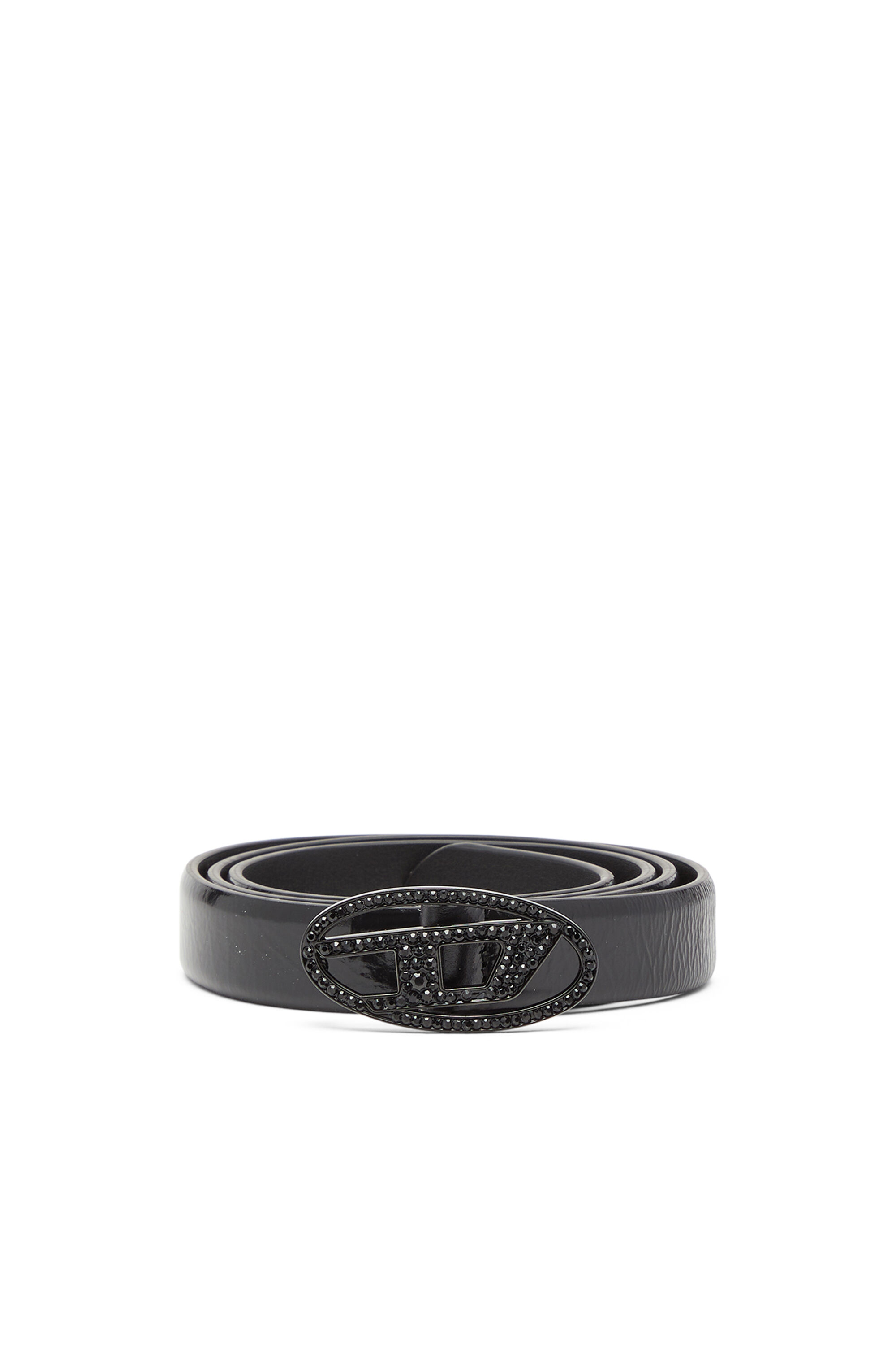 Diesel - B-1DR STRASS 20, Ceinture en cuir 2 cm avec boucle en cristal Femme in Noir - 1