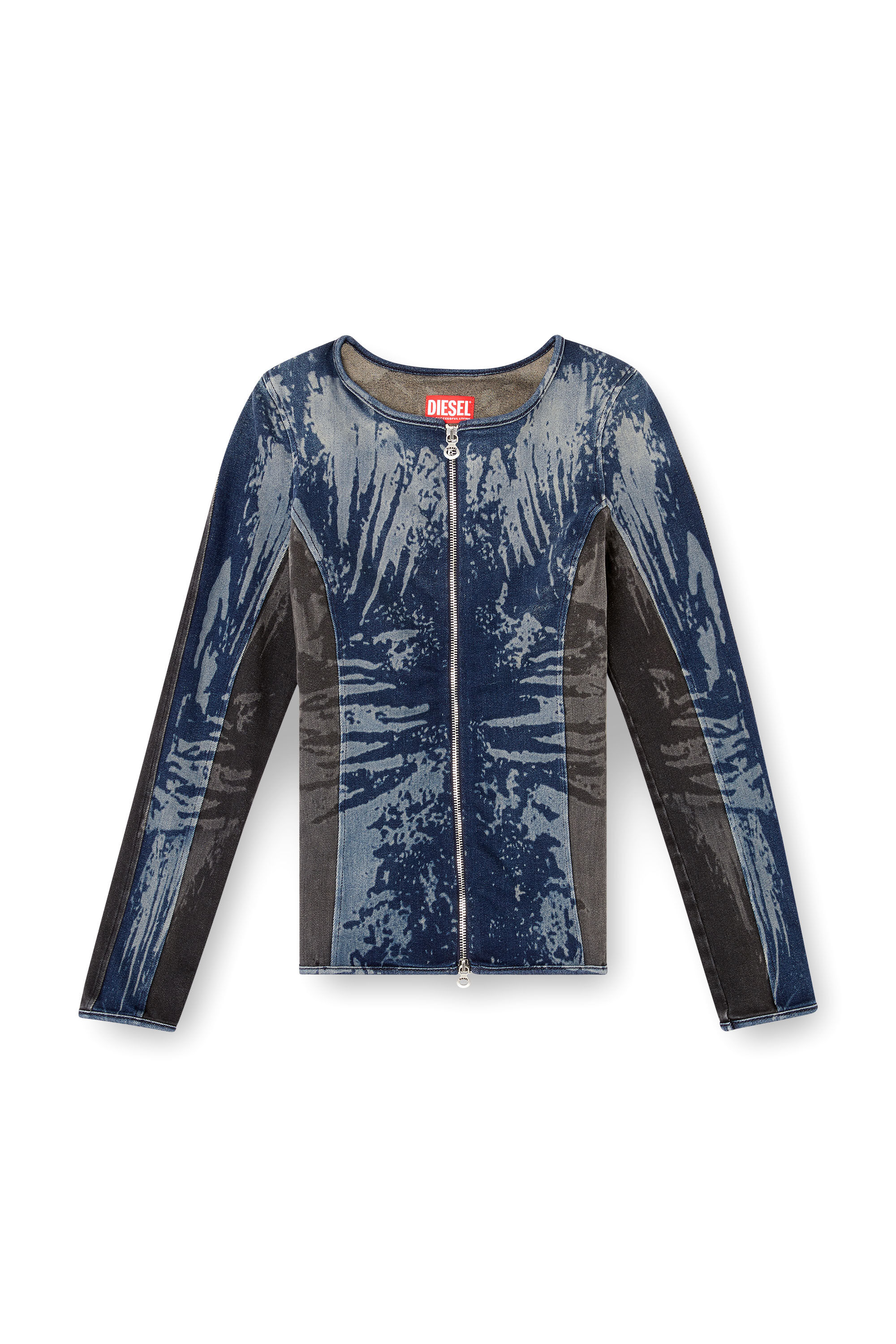 Diesel - DE-GARY-S, Top zippé en denim bicolore Femme in Bleu - 2