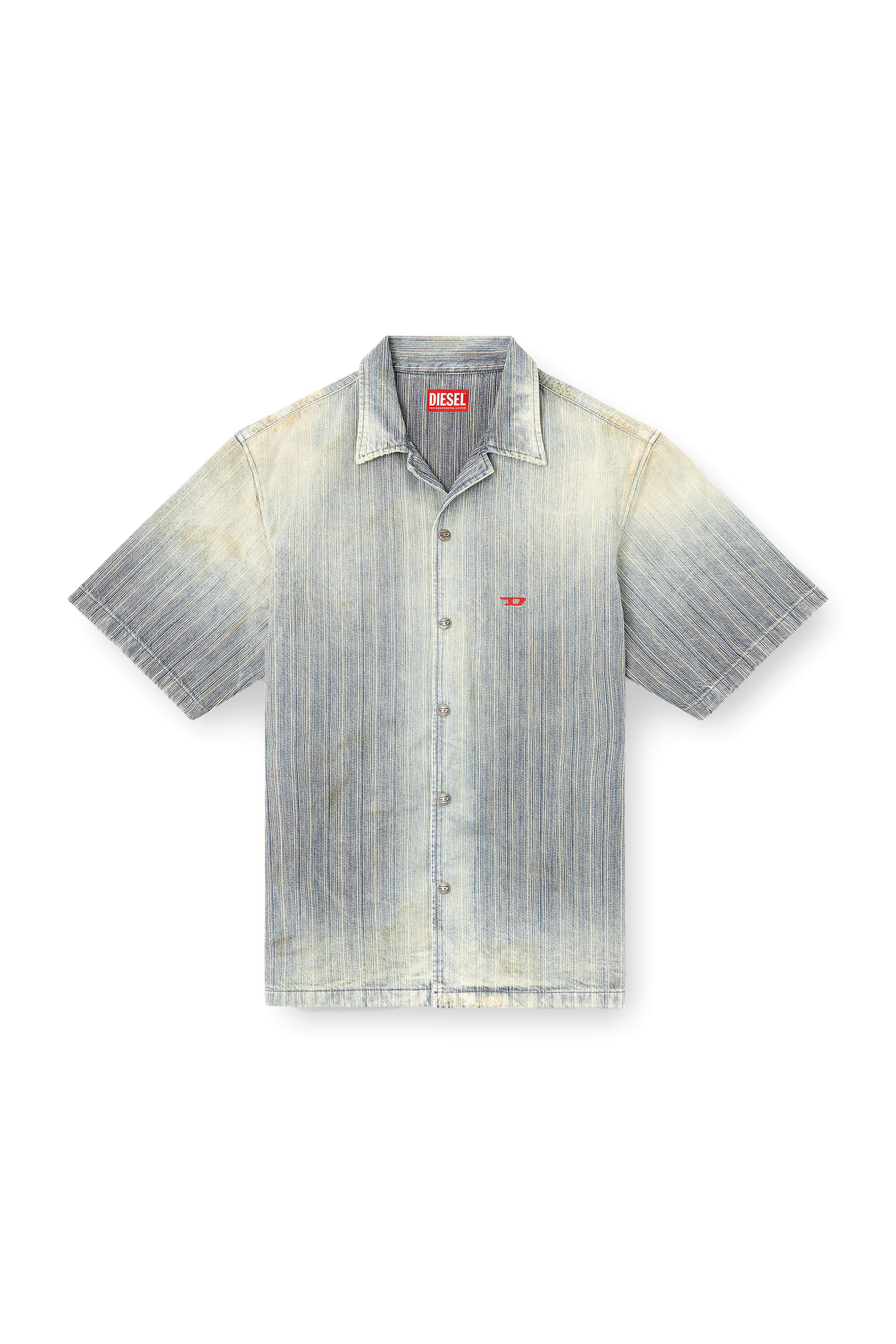 Diesel - D-NABIL-D, Chemise bowling en denim indigo à rayures Homme in Bleu - 2