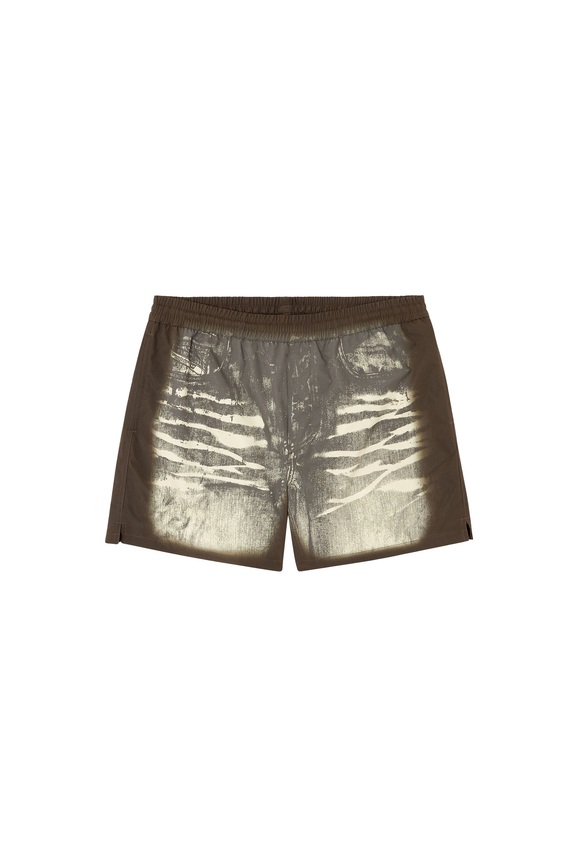 Diesel - RIO-41-DNM, Short de bain mi-long avec imprimé denim Homme in Marron - 4