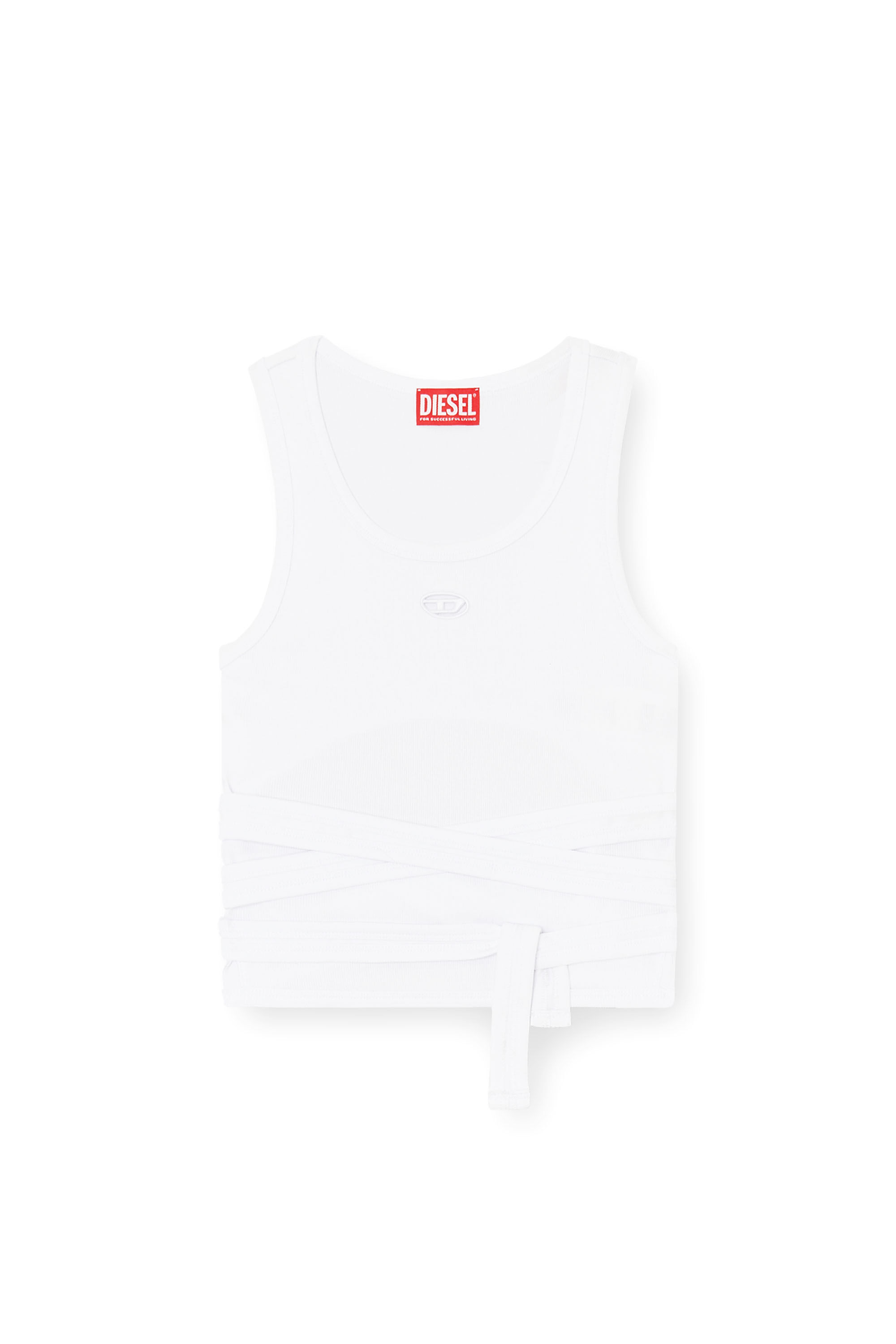 Diesel - T-ANKY-TAIL-S1, Crop top avec lacets enveloppants Femme in Blanc - 2
