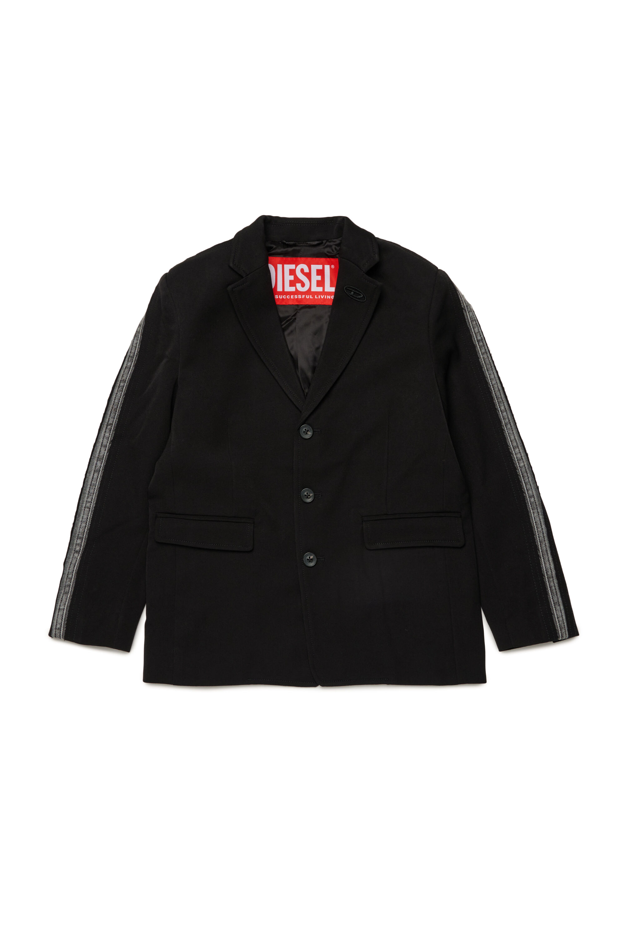 Diesel - JHIVO, Blazer en viscose avec empiècements aux manches en denim Homme in Noir - 1