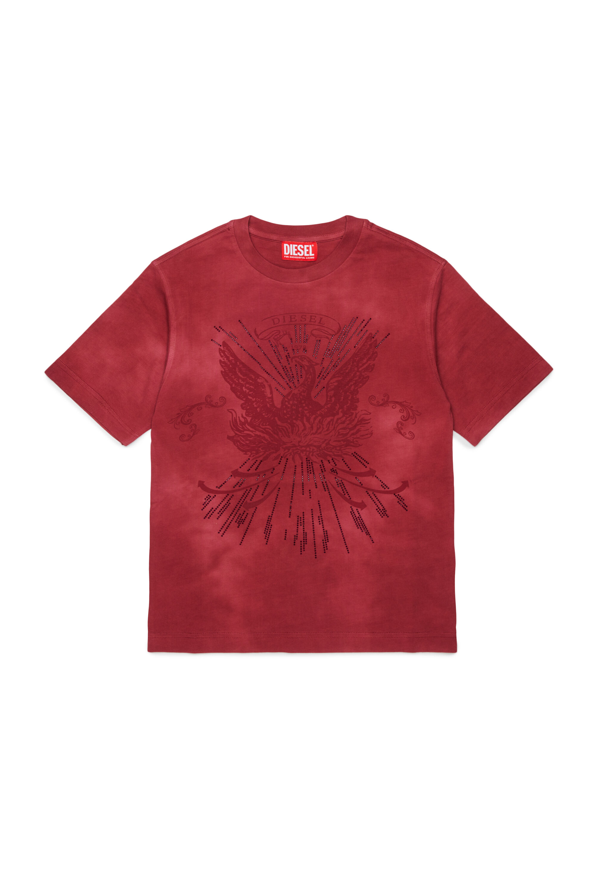 Diesel - TFIN OVER, T-shirt avec motif ph&eacute;nix orn&eacute; Homme in Rouge - 1