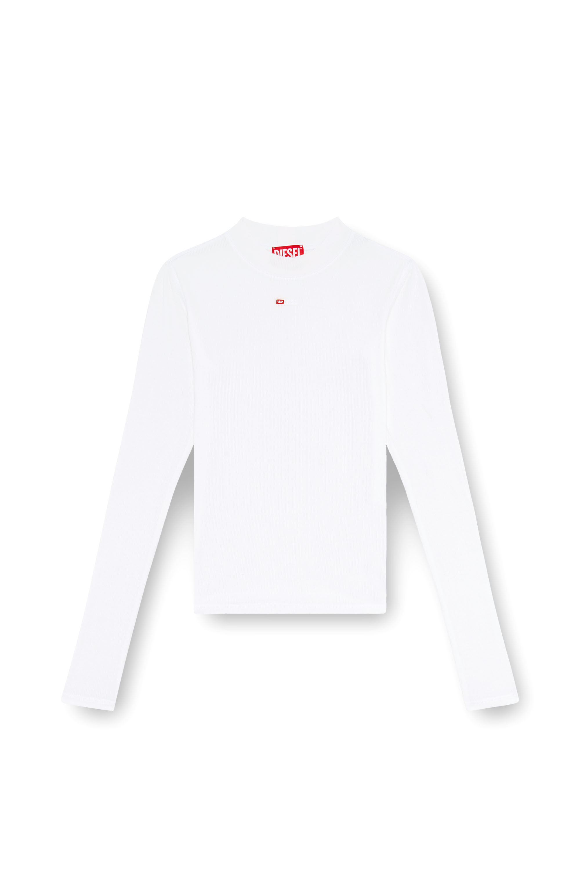 Diesel - T-MOKKY-LS-MICRODIV, Top côtelé avec col montant Femme in Blanc - 2
