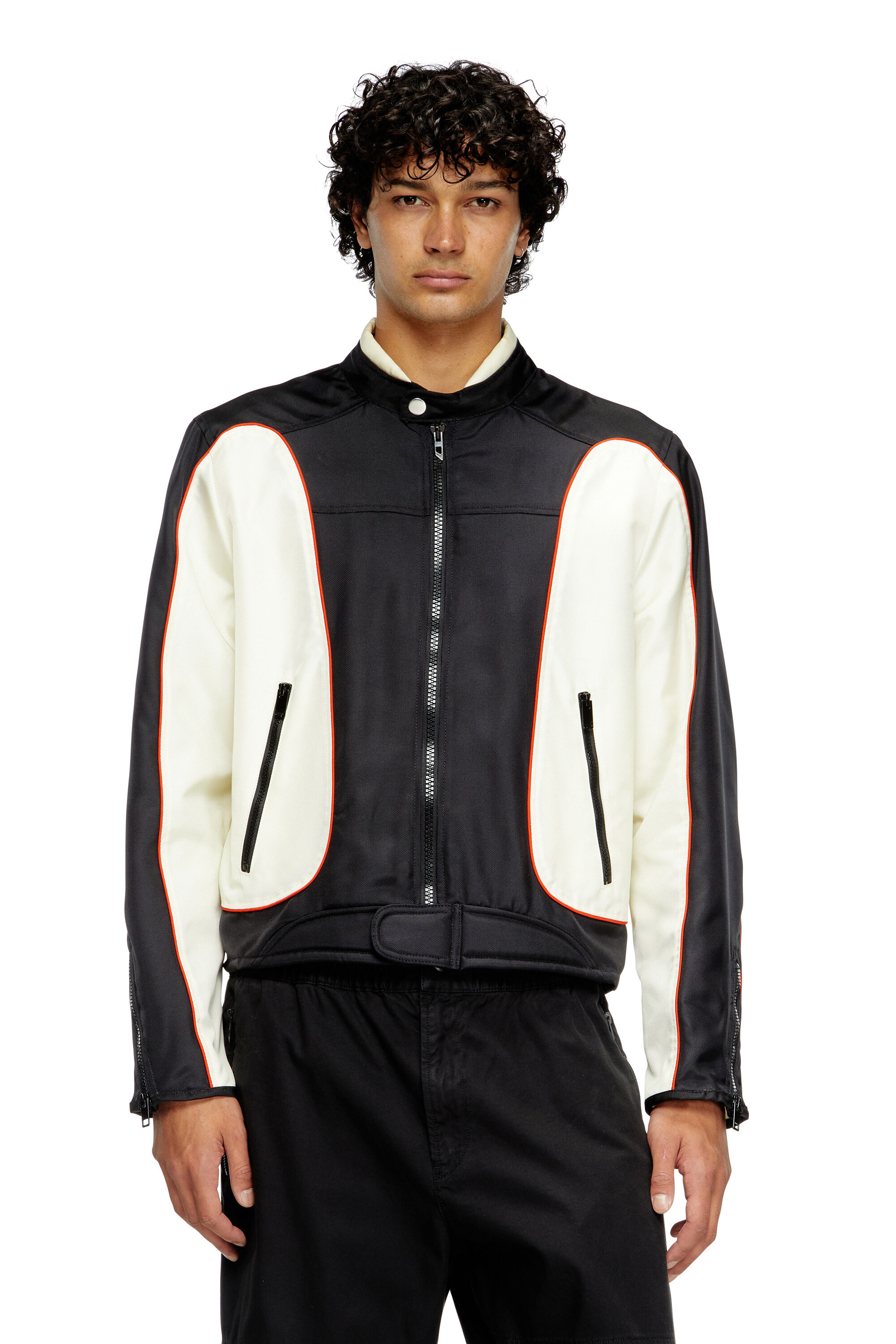 Men's Colour-block biker jacket with piping | Multicolor | Diesel