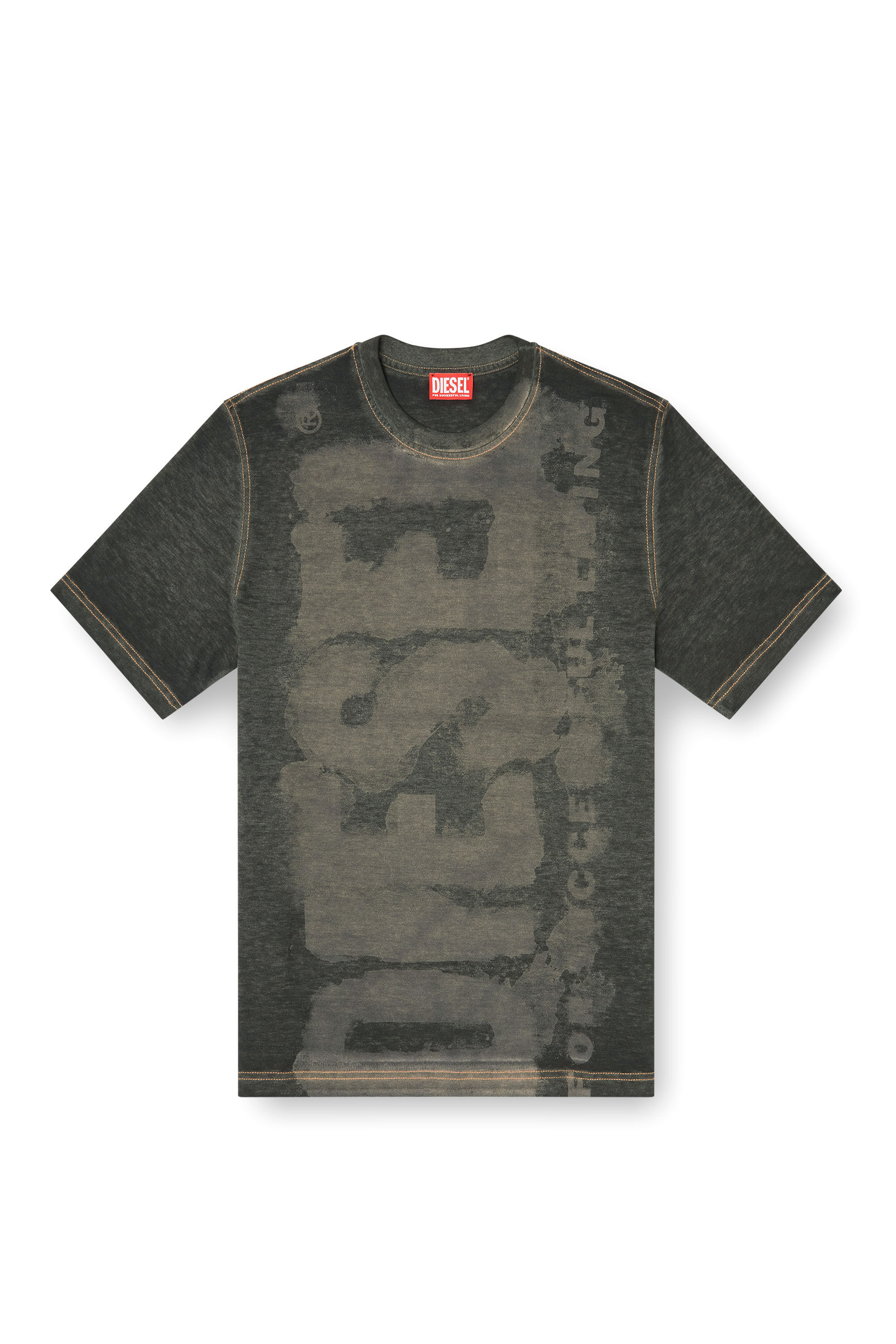 Diesel - T-ADJUST-R18, T-shirt à logo en piqué dévoré Homme in Noir - 2