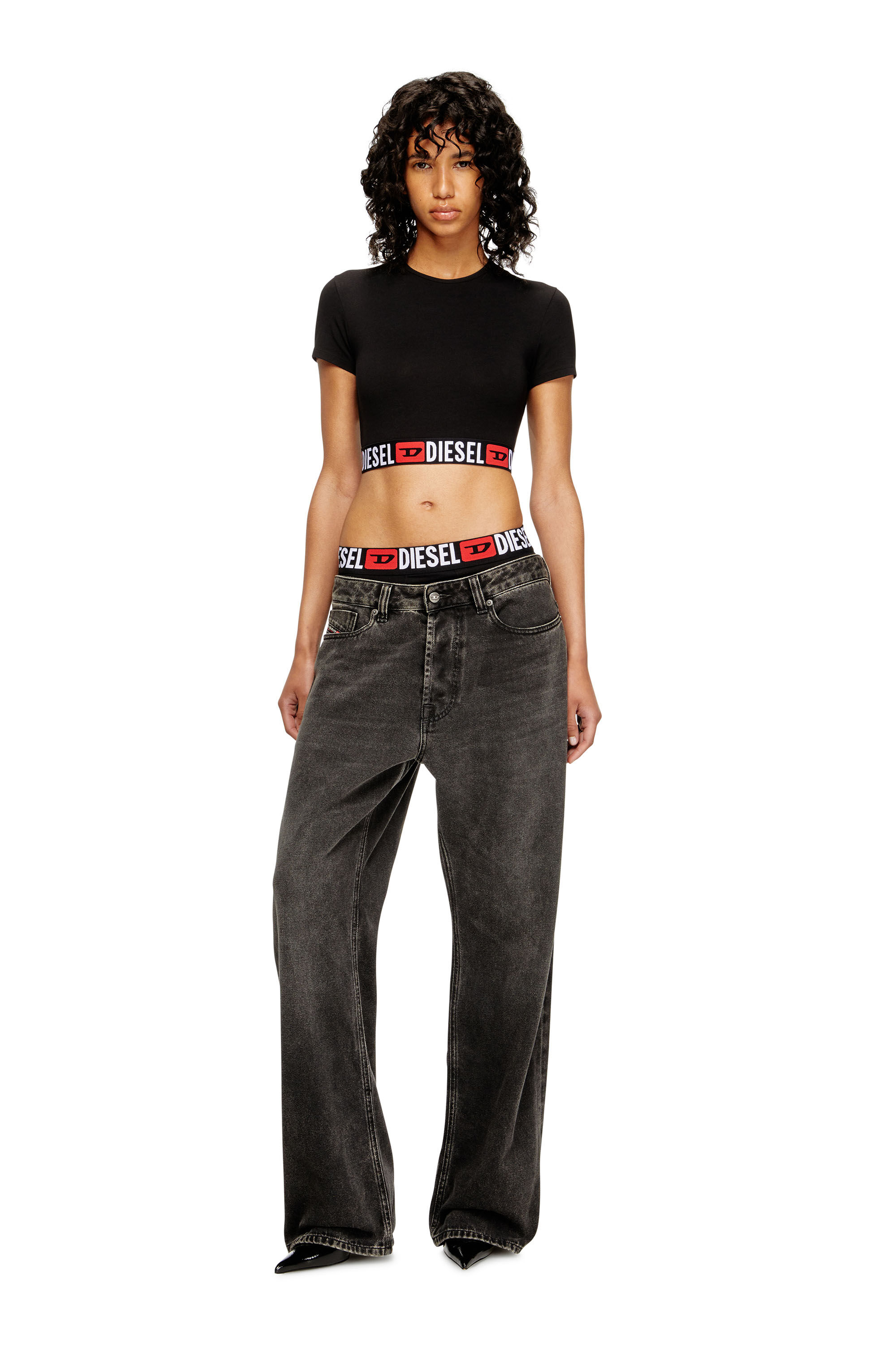 Diesel - IRMA-D-CORE, Crop top avec bande à logo Femme in Noir - 5