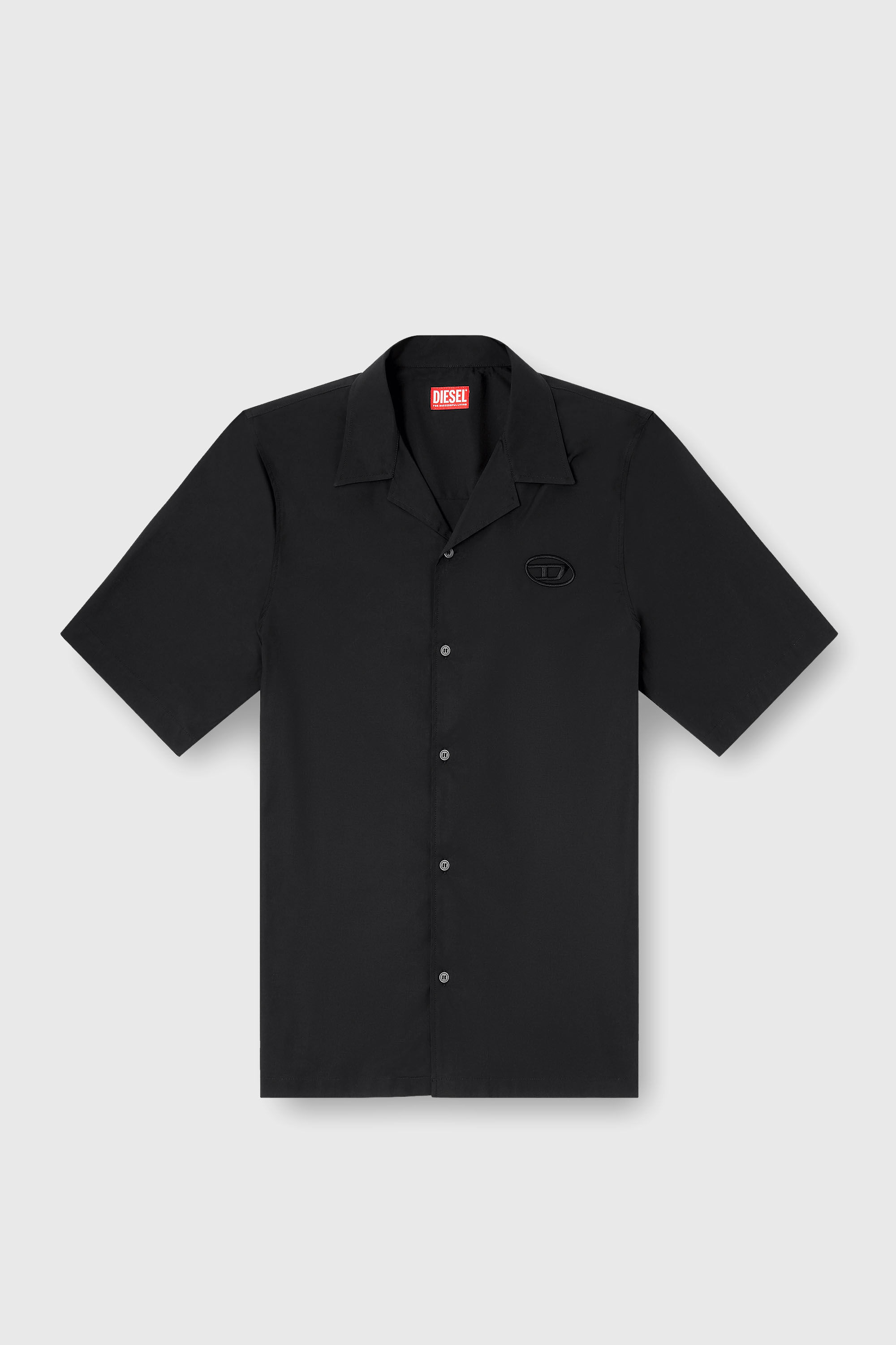 Diesel - S-MAC-GSBH, Chemise en popeline stretch avec broderie Oval D Homme in Noir - 2