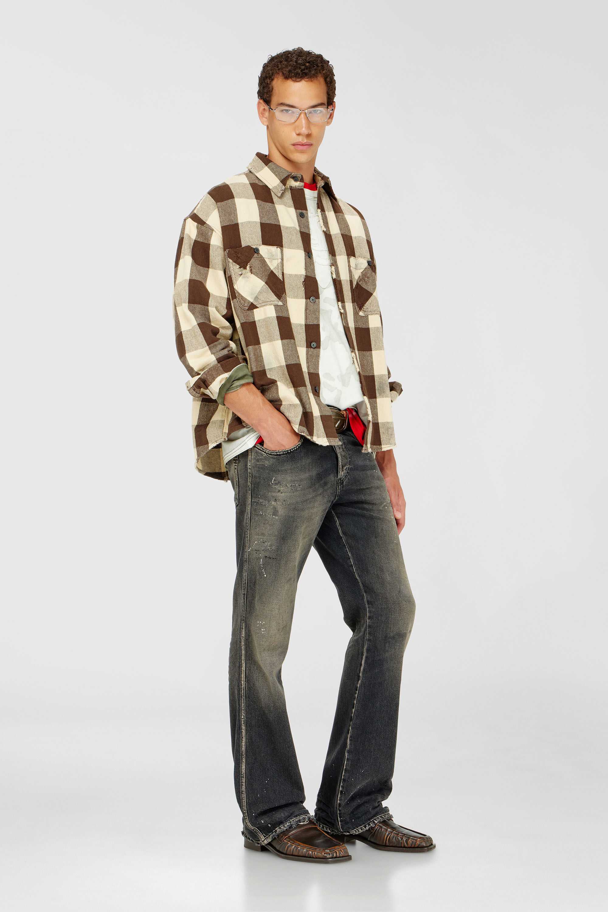 Diesel - S-DRUM, Chemise &agrave; carreaux effet us&eacute; Homme in Polychrome - 1