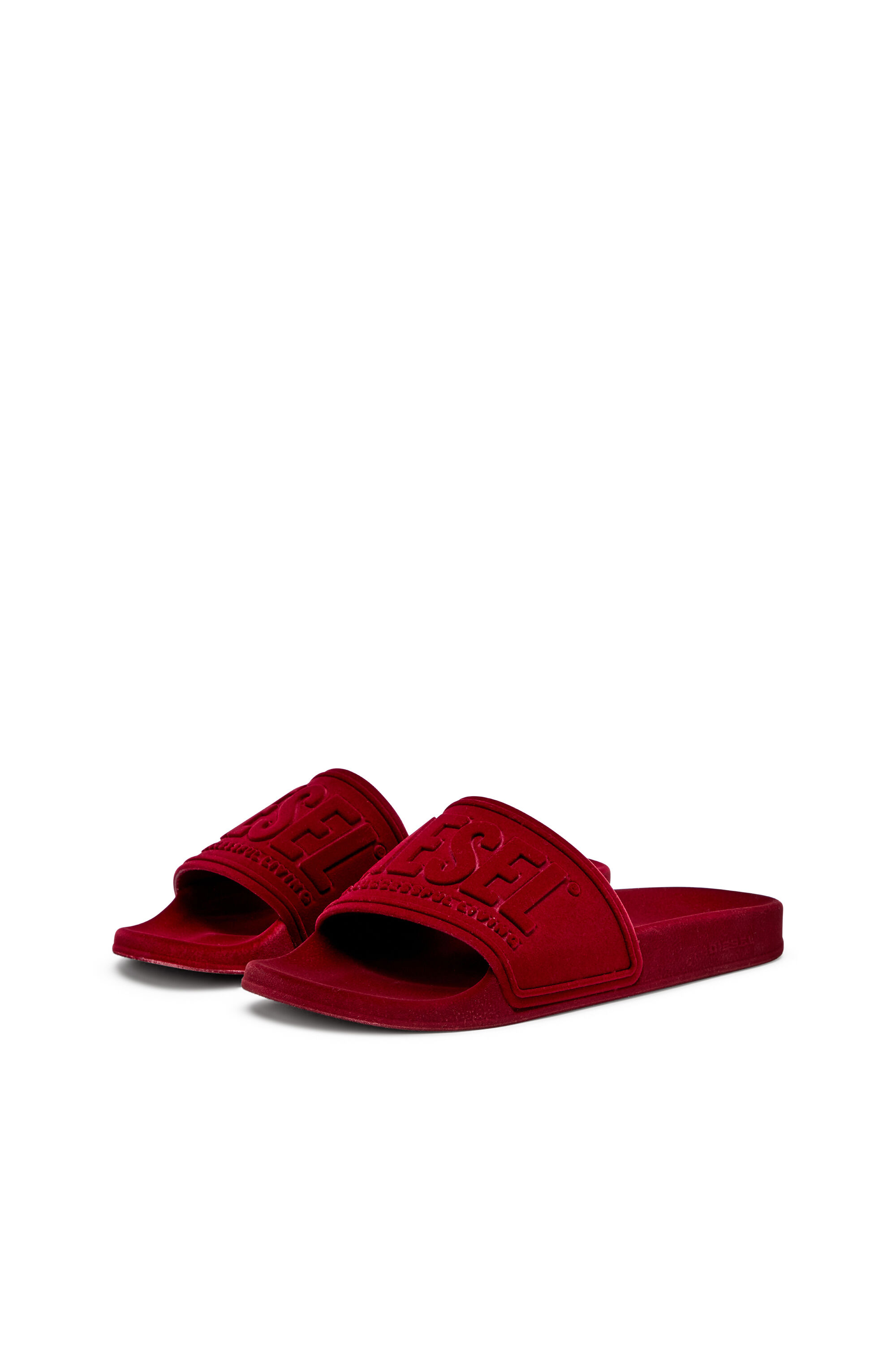 Diesel - SA-MAYEMI CC W, Sa-Mayemi-Claquettes de piscine avec flocage velouté Femme in Rouge - 8
