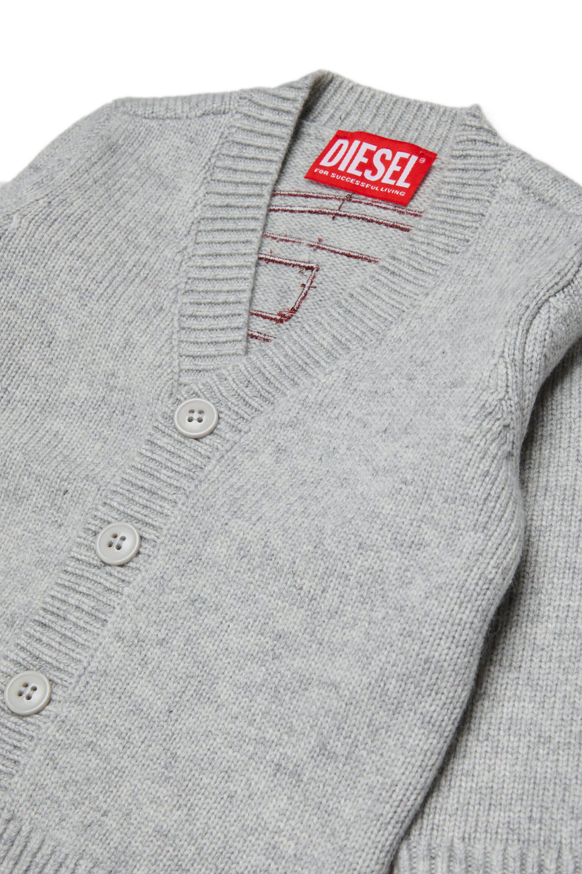 Diesel - KOLYB, Cardigan enrichi de cachemire avec grand Oval D Homme in Gris - 3