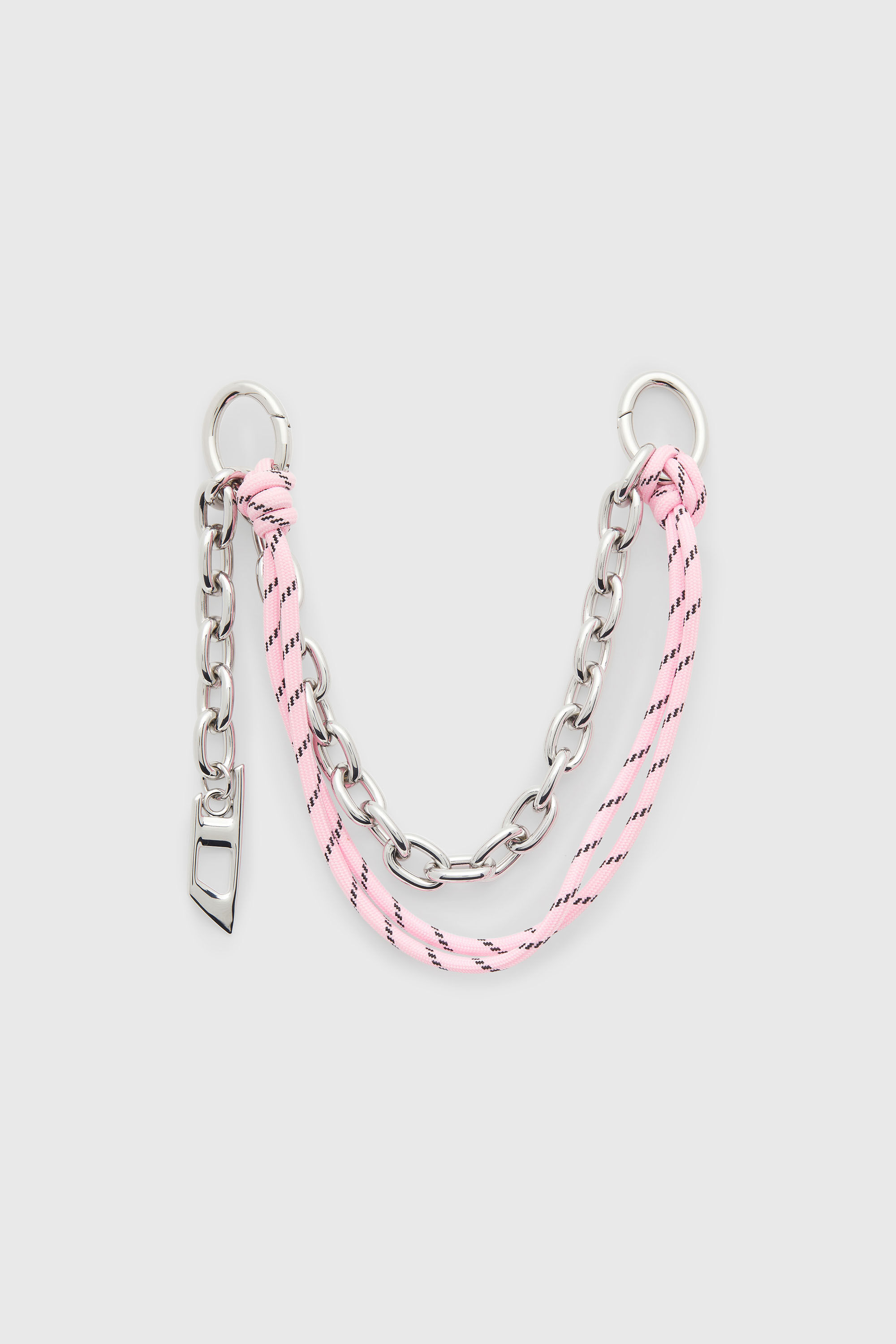 Diesel - CHAIN-D M, Breloque en m&eacute;tal avec cha&icirc;ne et d&eacute;tail corde Femme in Gris argent&eacute; - 1