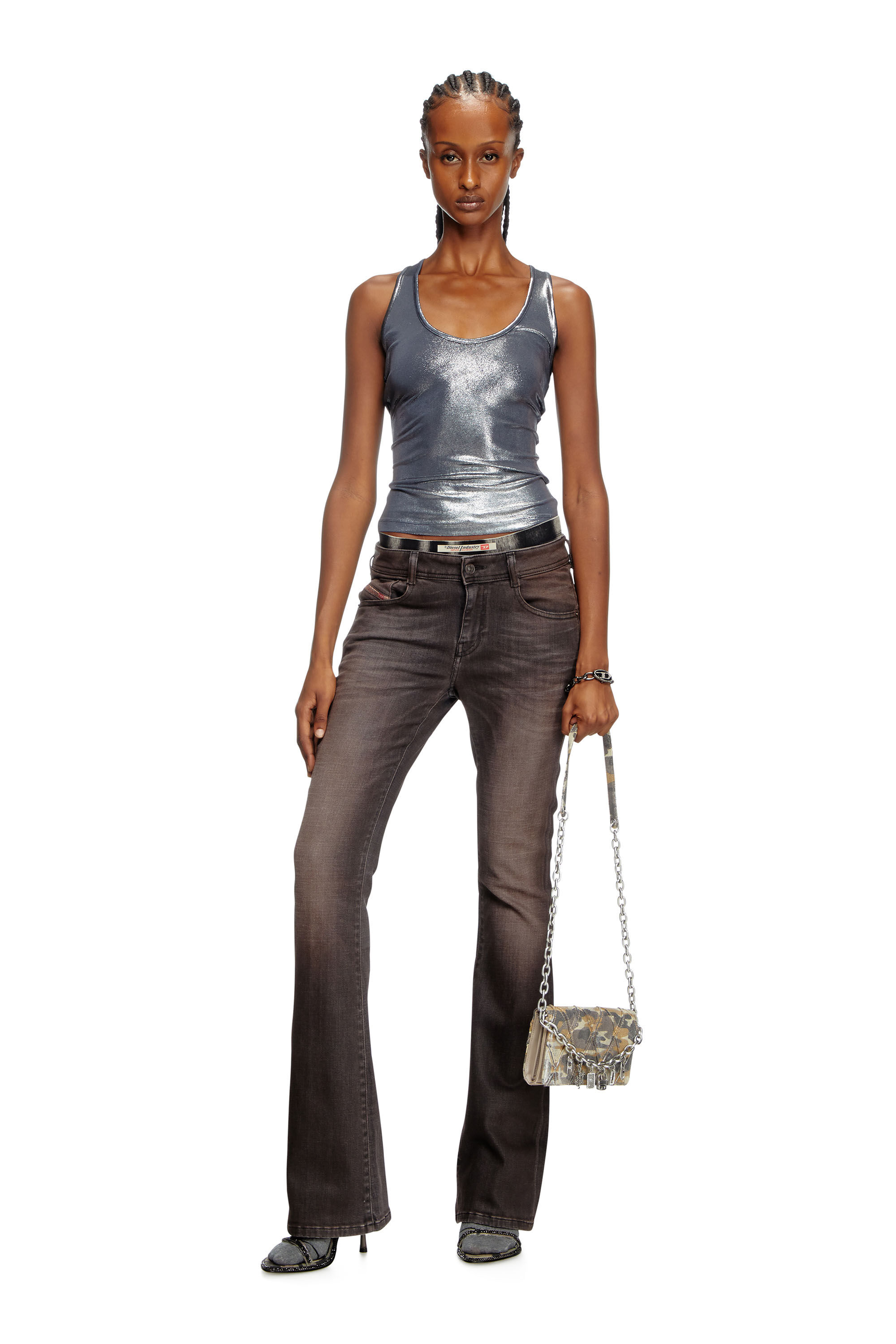Diesel - T-AMA, Débardeur métallisé Femme in Bleu - 1