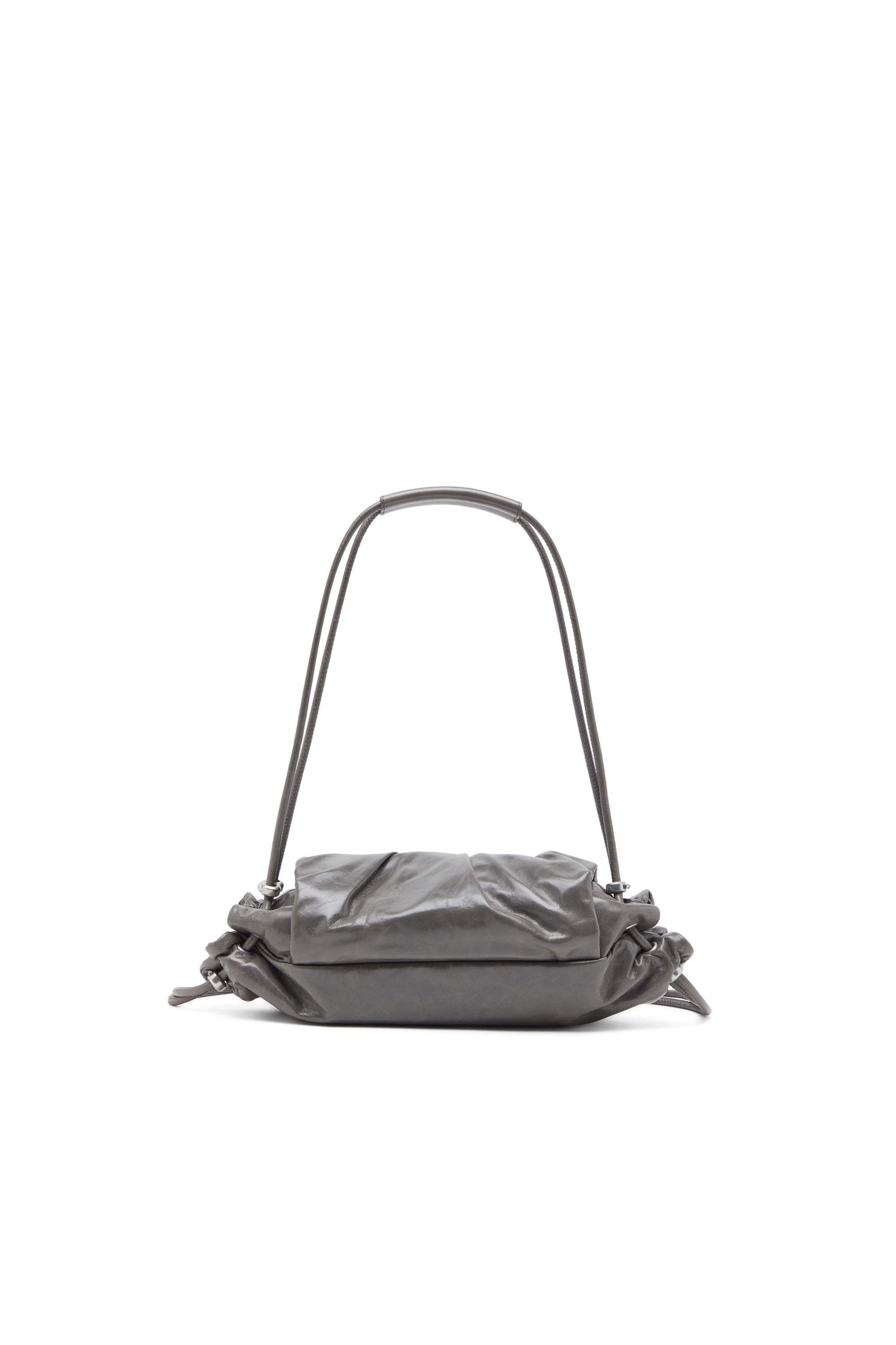 Diesel - SCRUNCH-D SHOULDER S, Scrunch-D S-Sac à bandoulière en cuir froissé Femme in Gris - 3