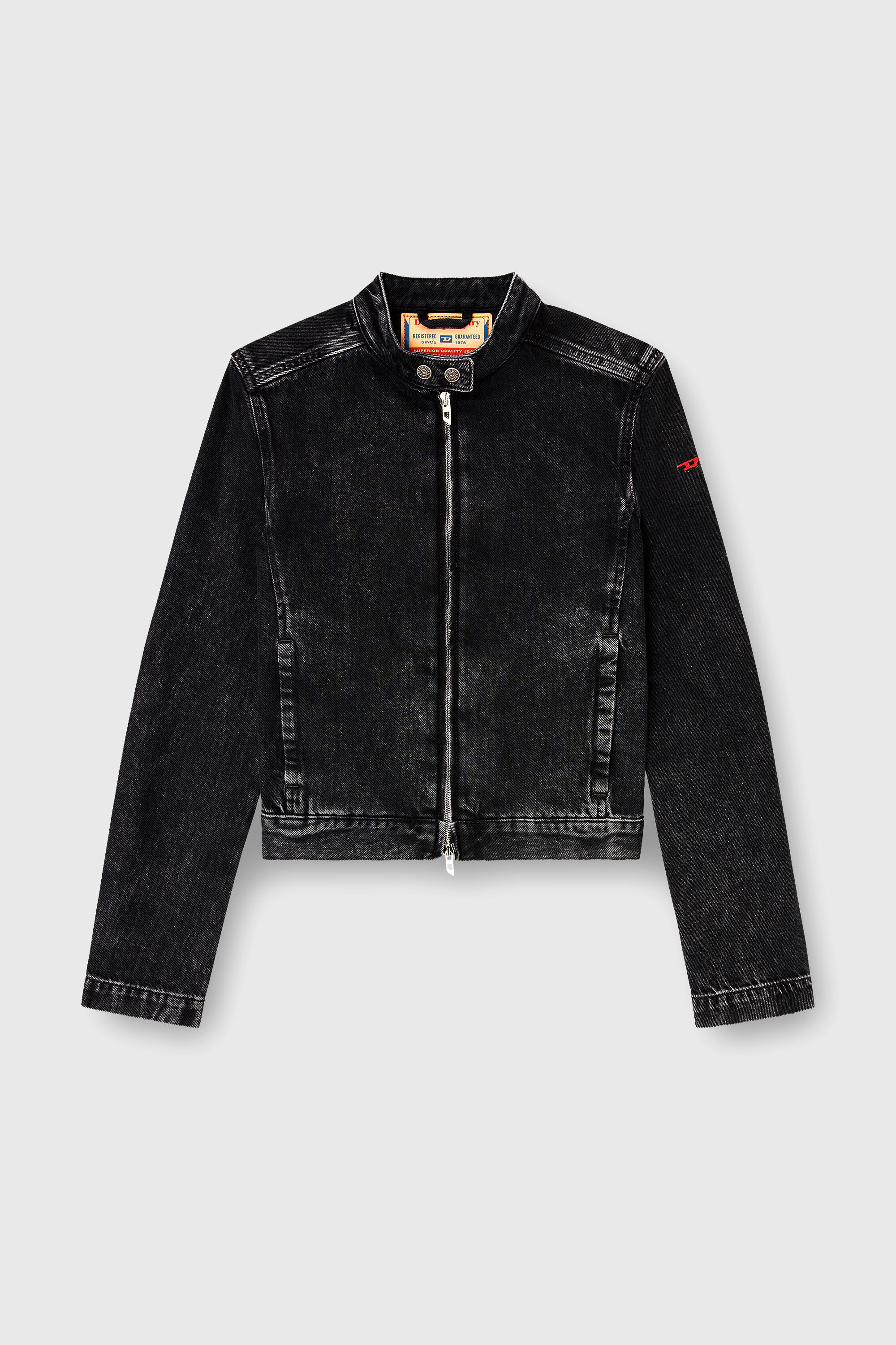 Diesel - DE-MORNIN, Blouson motard en denim en denim &agrave; lavage propre Femme in Noir - 2