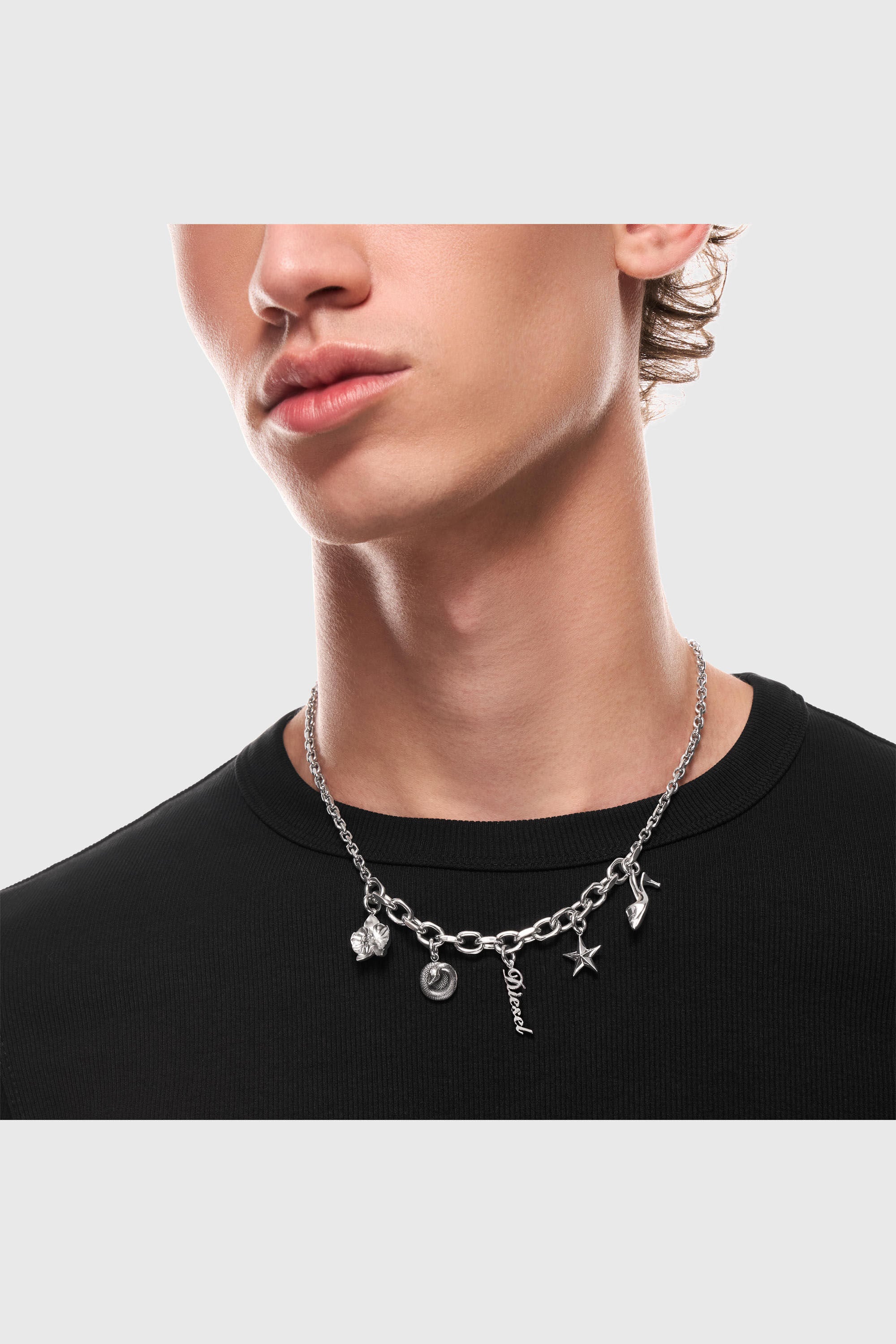 Diesel - DX1745040, Collier &agrave; breloques en acier inoxydable Mixte in Gris argent&eacute; - 5