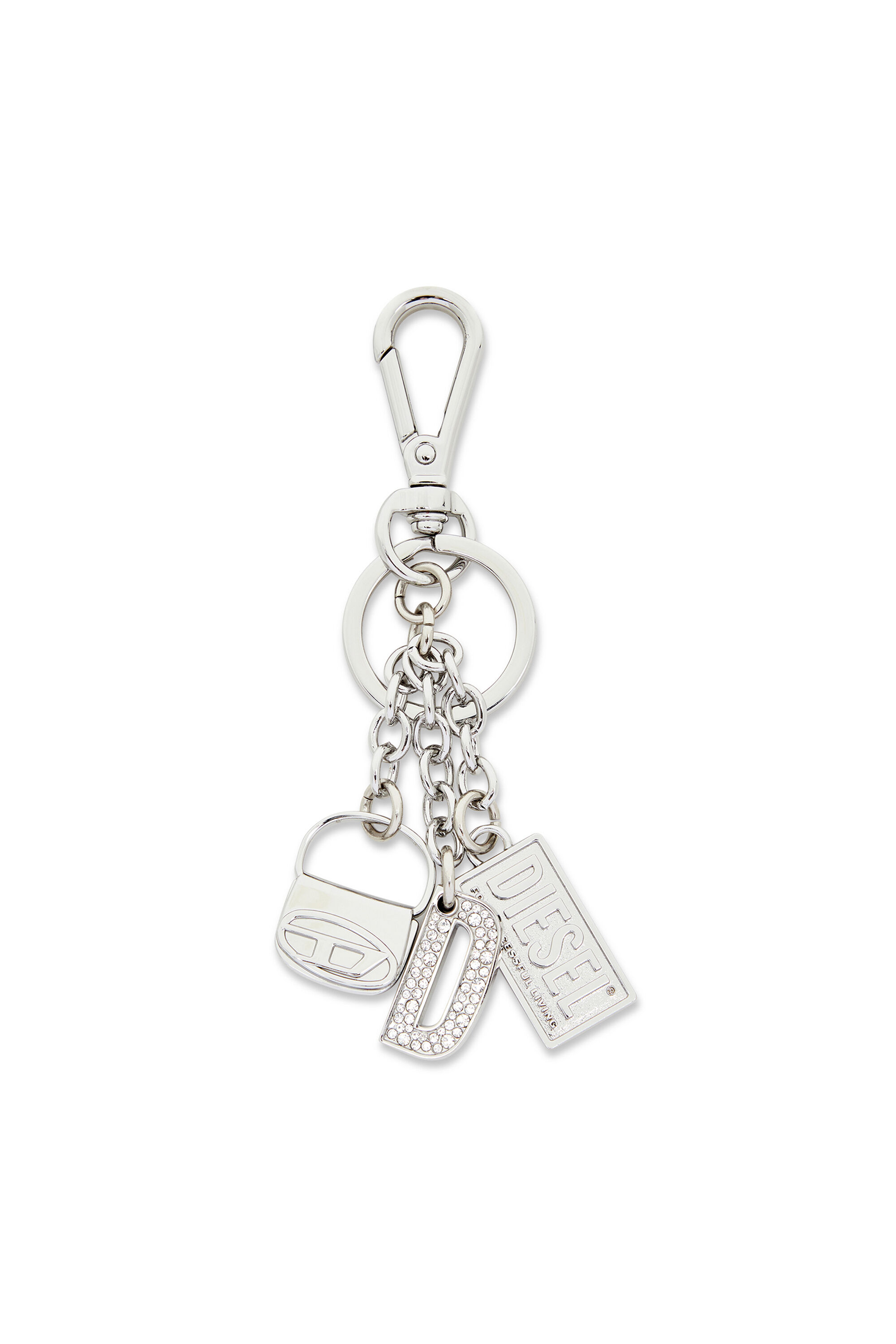 Diesel - 1DR KEY MULTICHARM, Porte-clés en métal avec breloques à logo Femme in Gris argenté - 1
