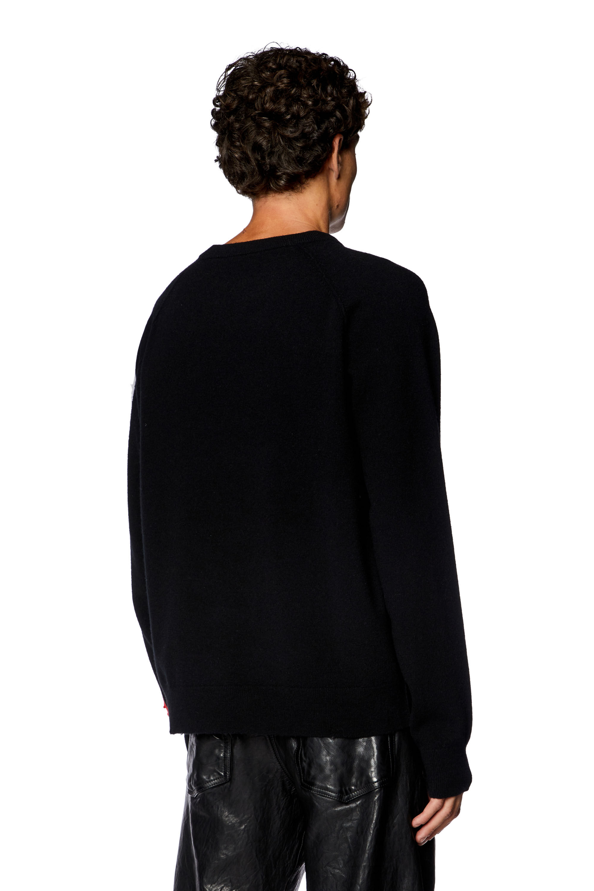 Diesel - K-SARIA-A, Pull avec logo intarsia effet peel-off Homme in Noir - 4