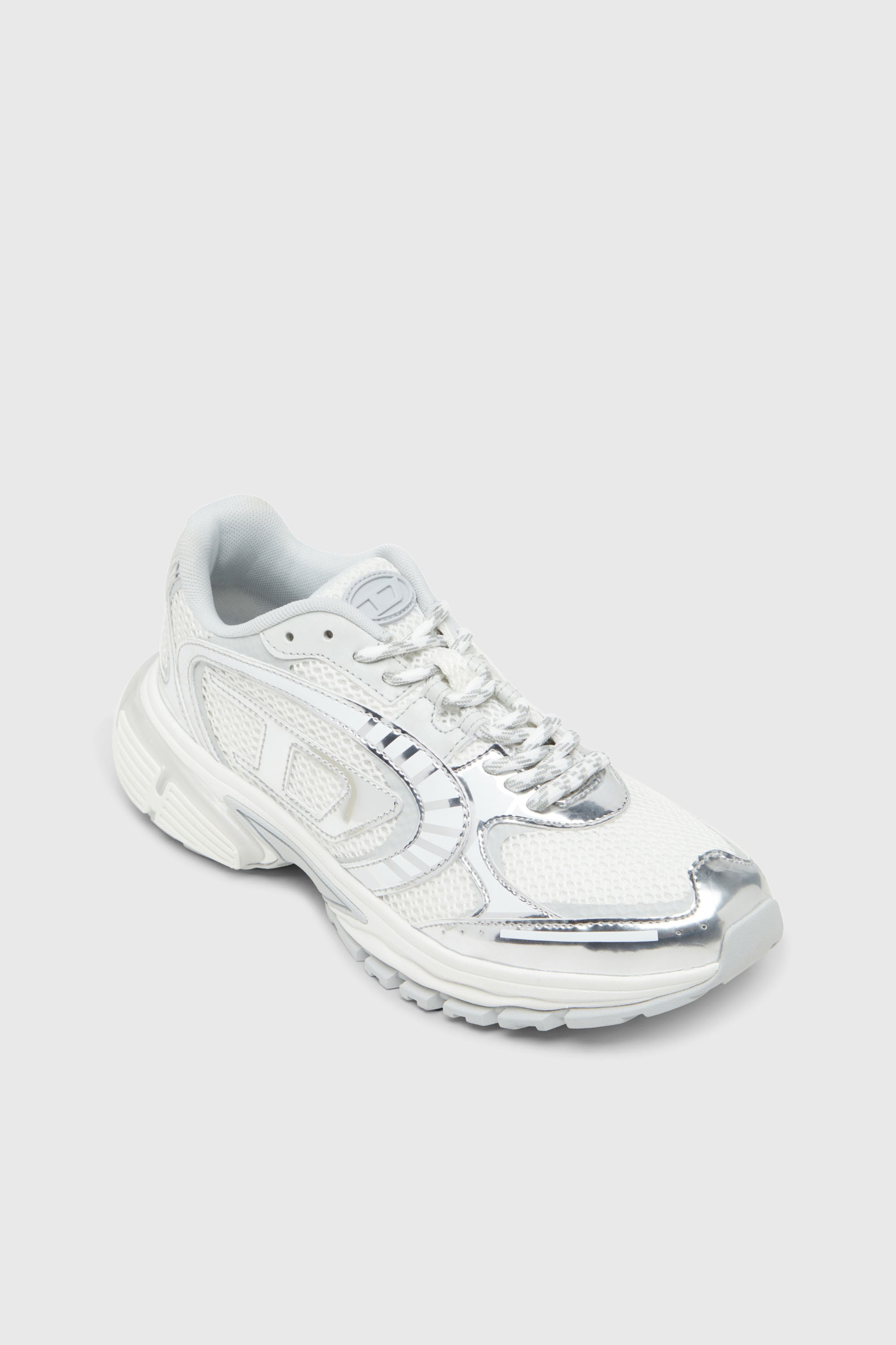 Diesel - S-PRO-V-DENSE LOW W, S-Pro-V-Dense-Baskets en mesh m&eacute;tallis&eacute; avec logo Oval D Femme in Blanc - 6