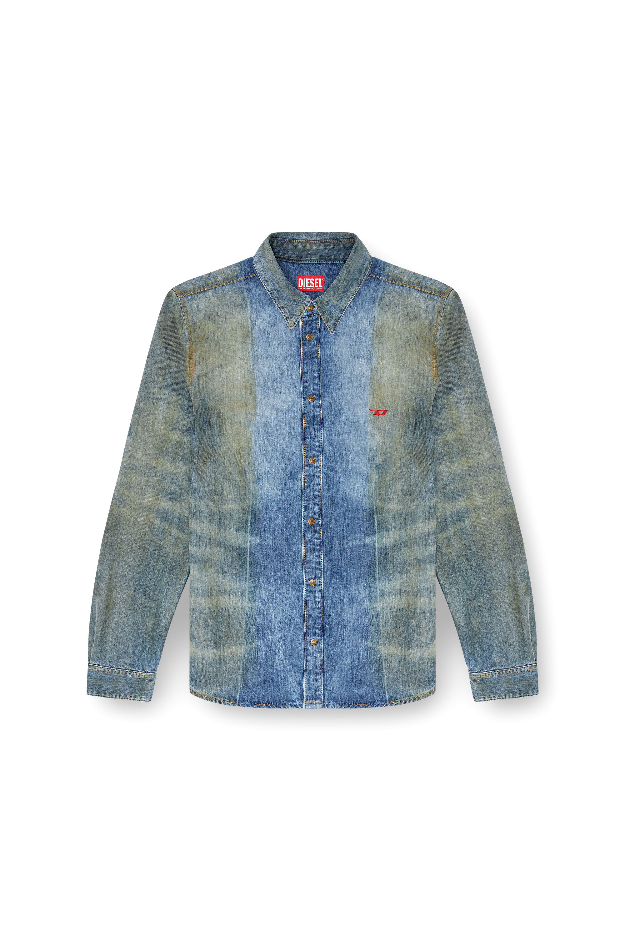 Diesel - D-FITTY-FSF, Chemise en denim avec plis solarisés Homme in Bleu - 2