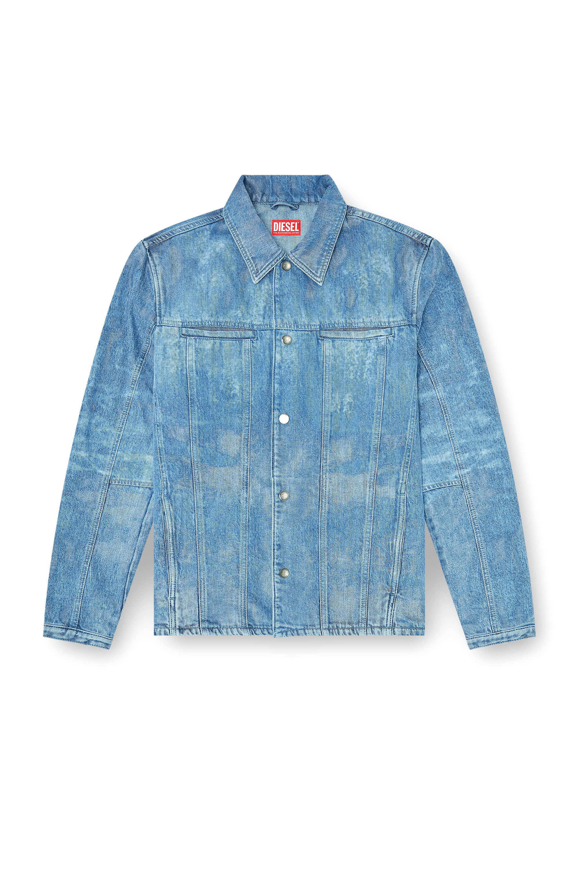 Diesel - D-SERON-FSI, Veste en denim satin&eacute; Homme in Bleu - 2