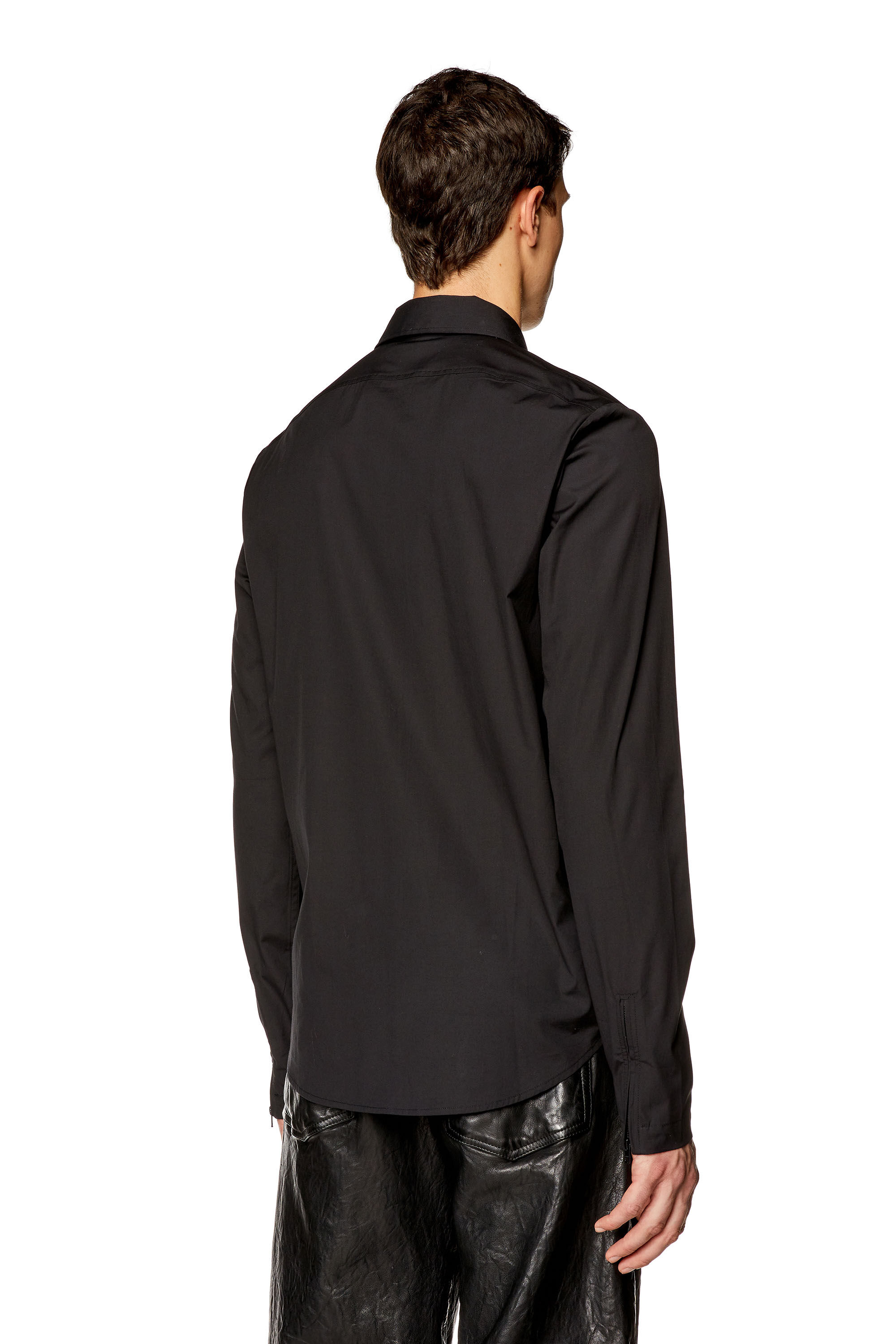 Diesel - S-STUCK, Chemise zippée avec logo brodé Homme in Noir - 4