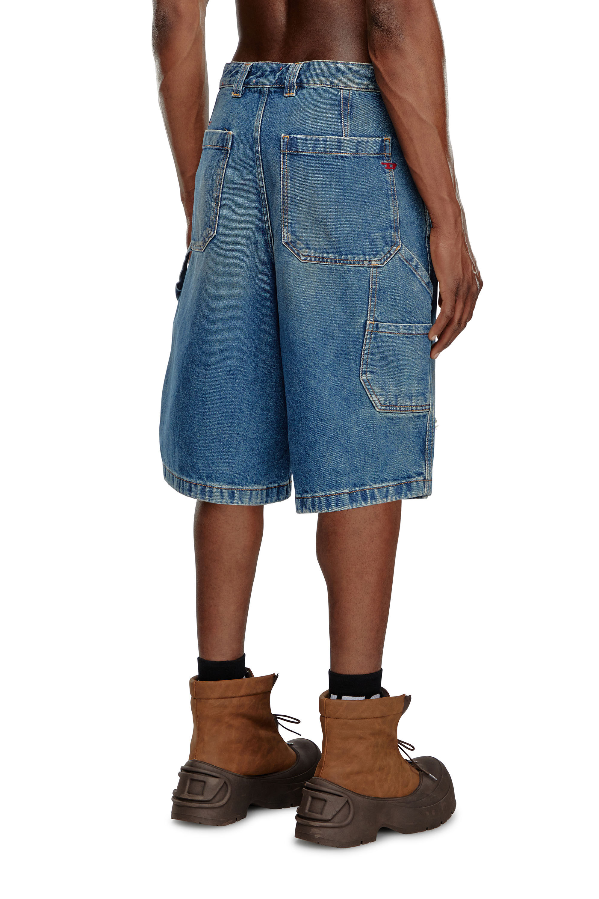 Short utility en denim avec delavage effet poussiere Homme Bleu Diesel