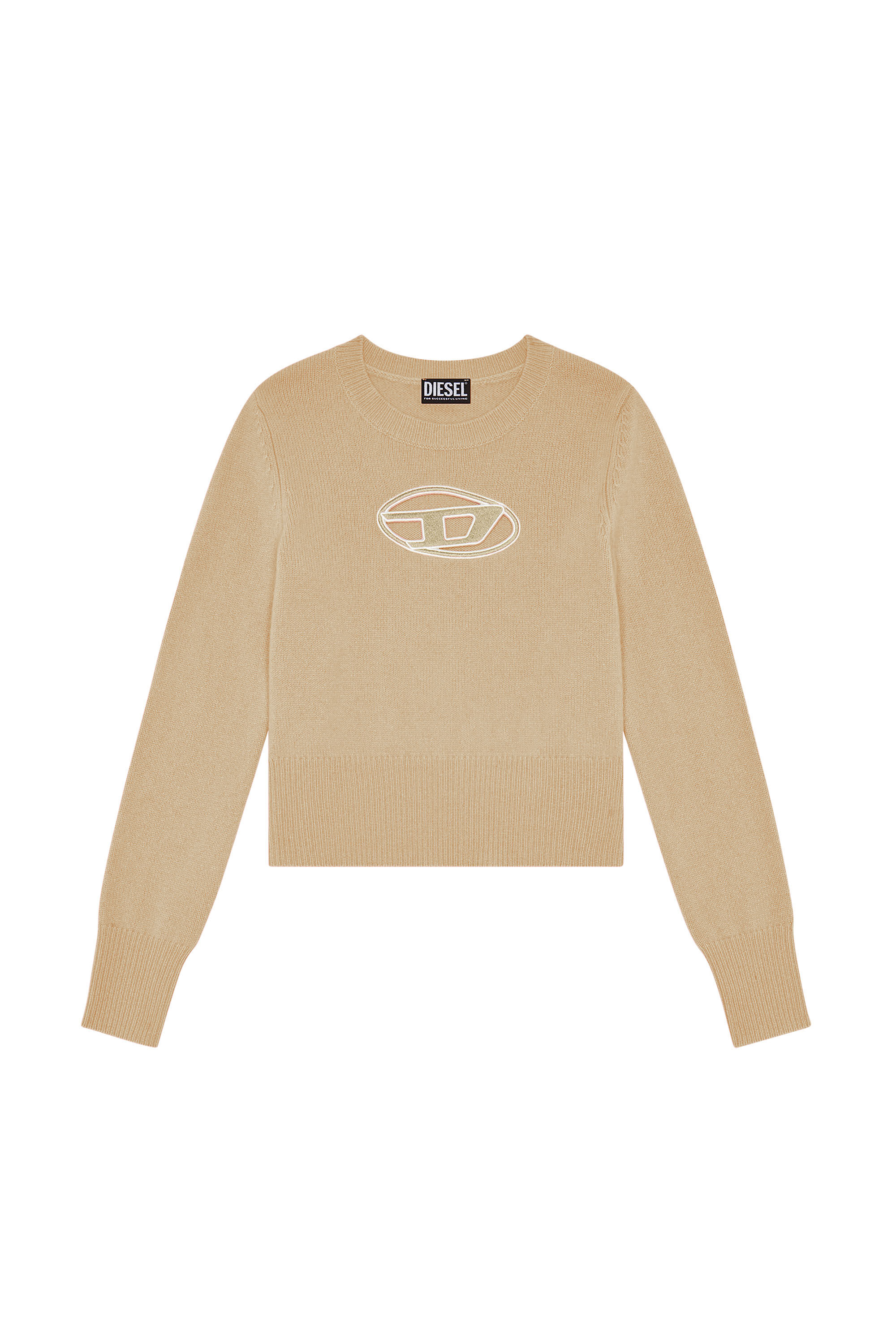 Diesel - M-AREESA, Woman Jumper with embroidered cut-out logo in Beige - Image 2