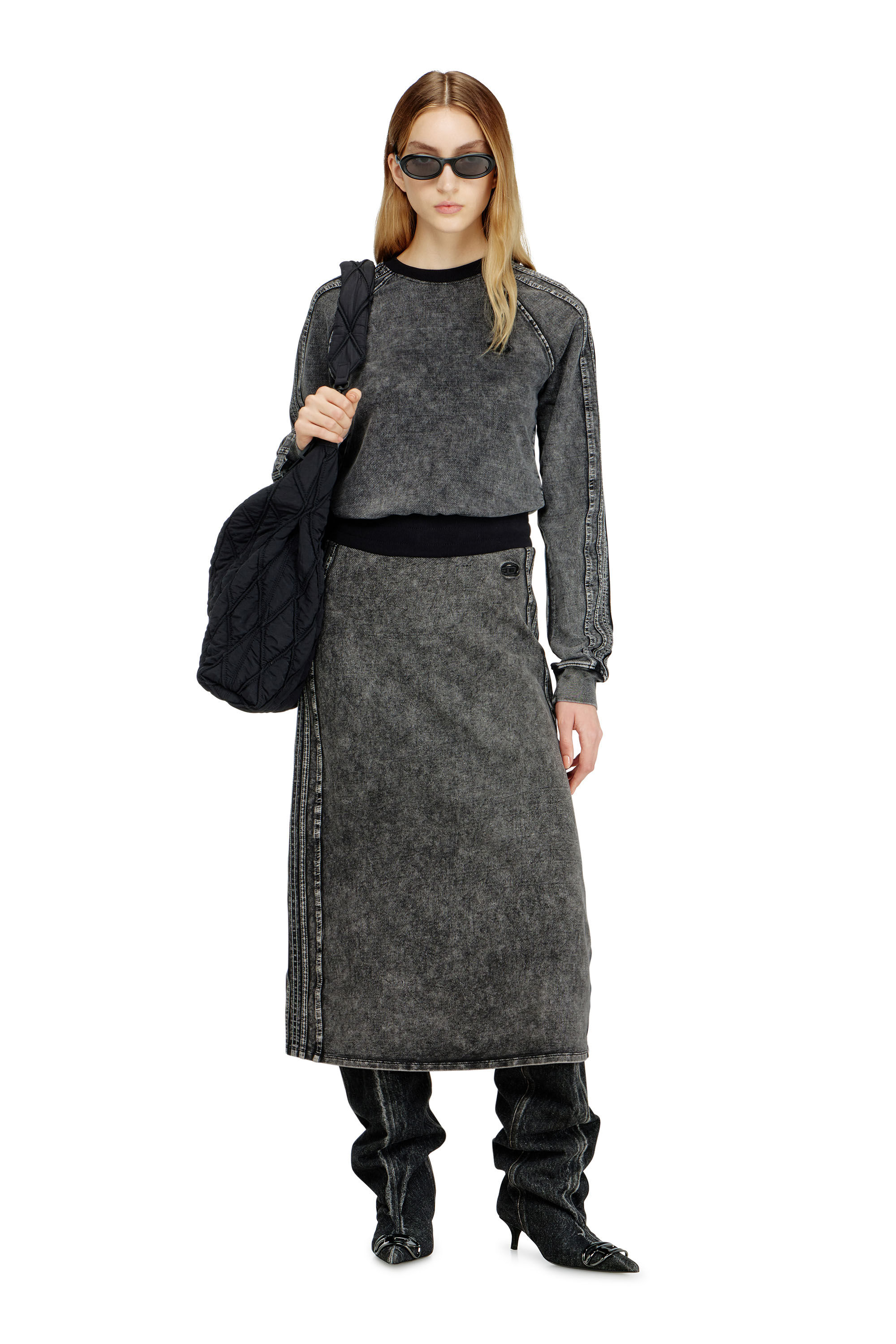 Diesel - F-ALPY, Sweat-shirt avec bandes et broderie Oval D Femme in ToBeDefined - 1