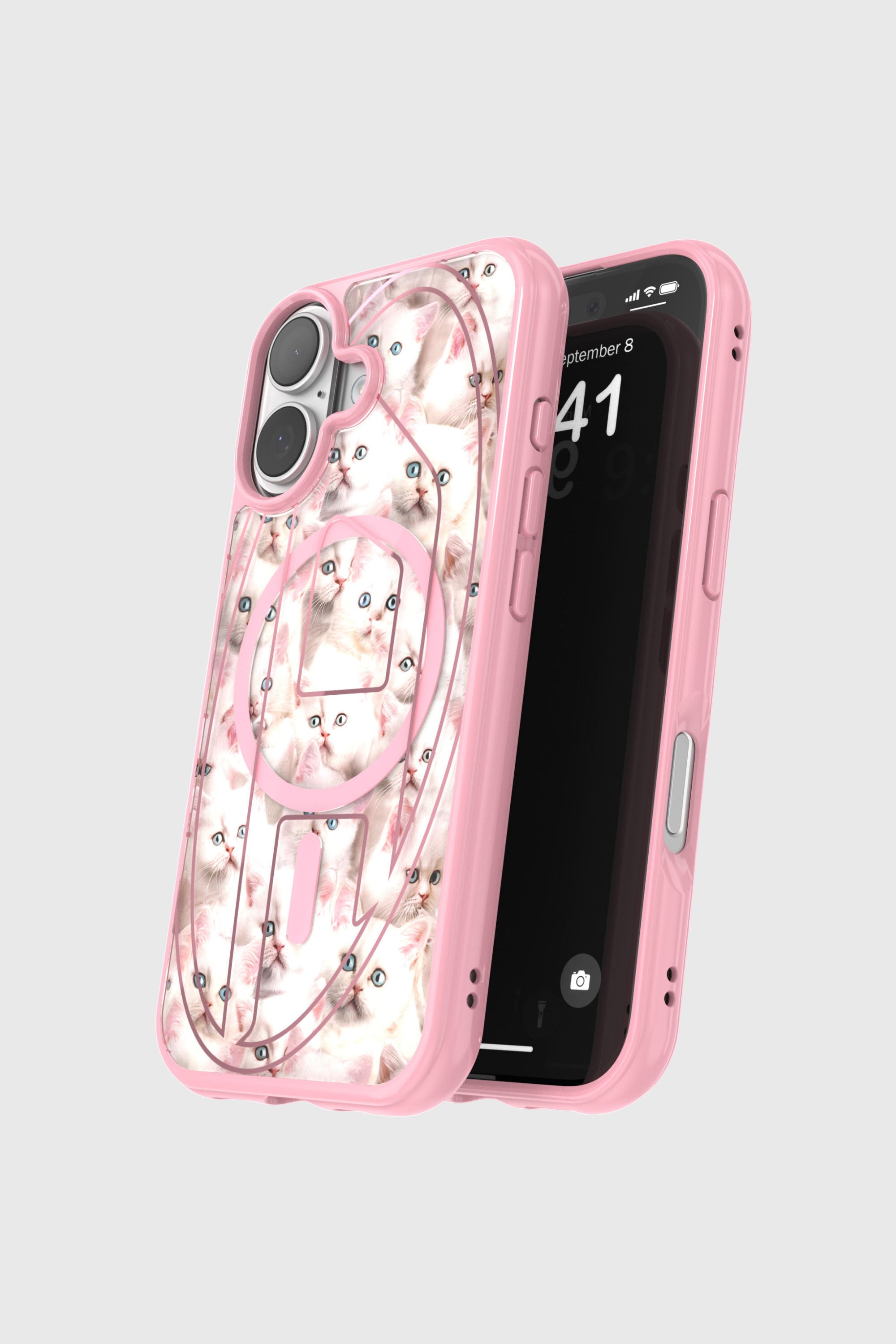 Diesel - 60423 AOP CASE, &Eacute;tui Oval D Cats avec Magsafe pour iPhone 17 Mixte in Rose - 4