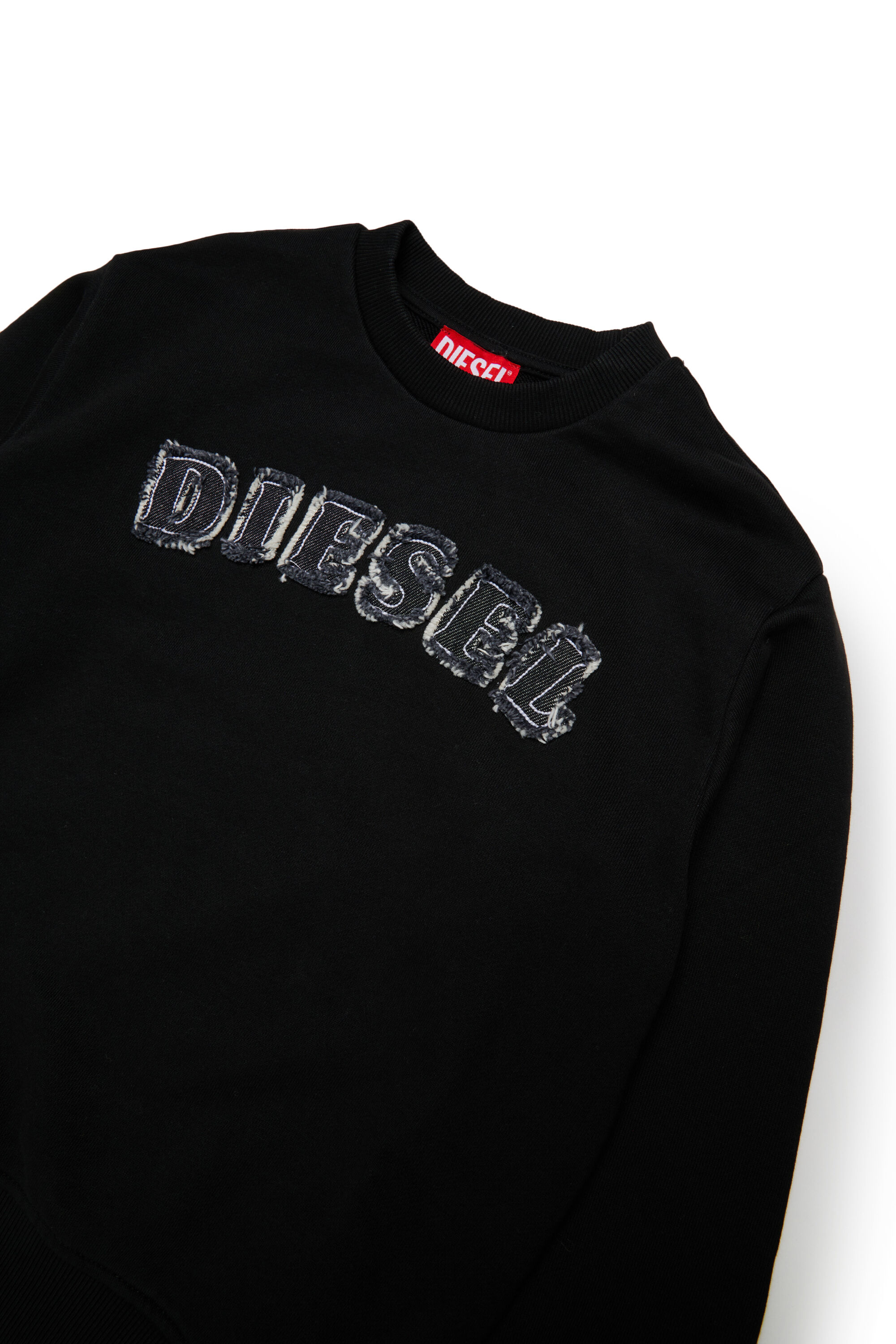 Diesel - SJEANS OVER, Sweatshirt avec lettres de logo effiloch&eacute;es Homme in Noir - 3