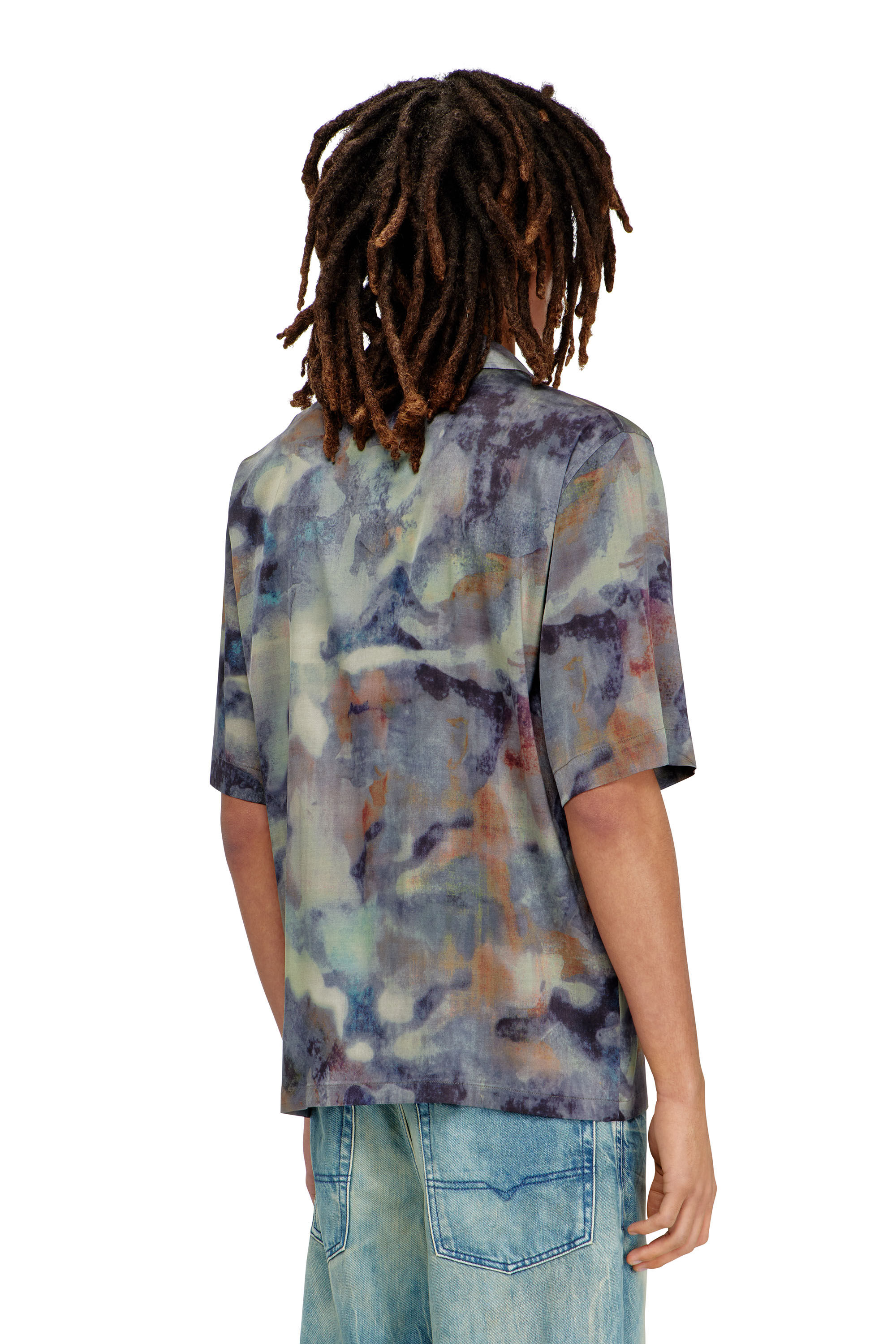 Diesel - S-BRACK-DMBN, Chemise en satin &agrave; imprim&eacute; camouflage int&eacute;gral Homme in Polychrome - 4